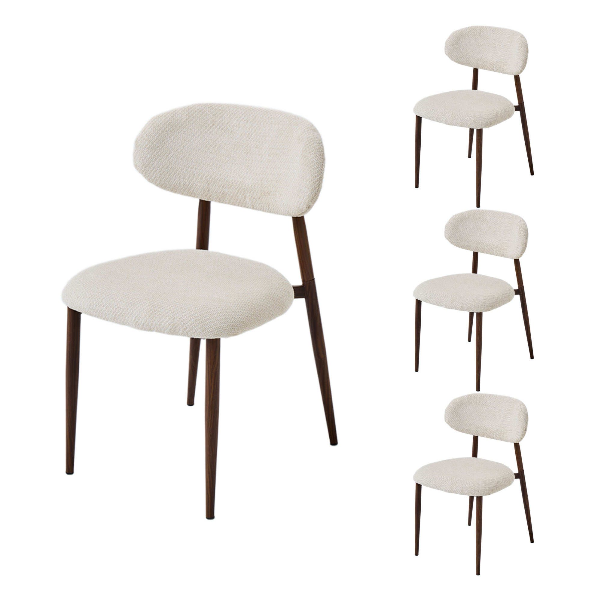 LYKKVØ Design-Polsterstuhl Set (2 Stück) – Ergonomischer Komfort in Beige mit Walnuss-Optik