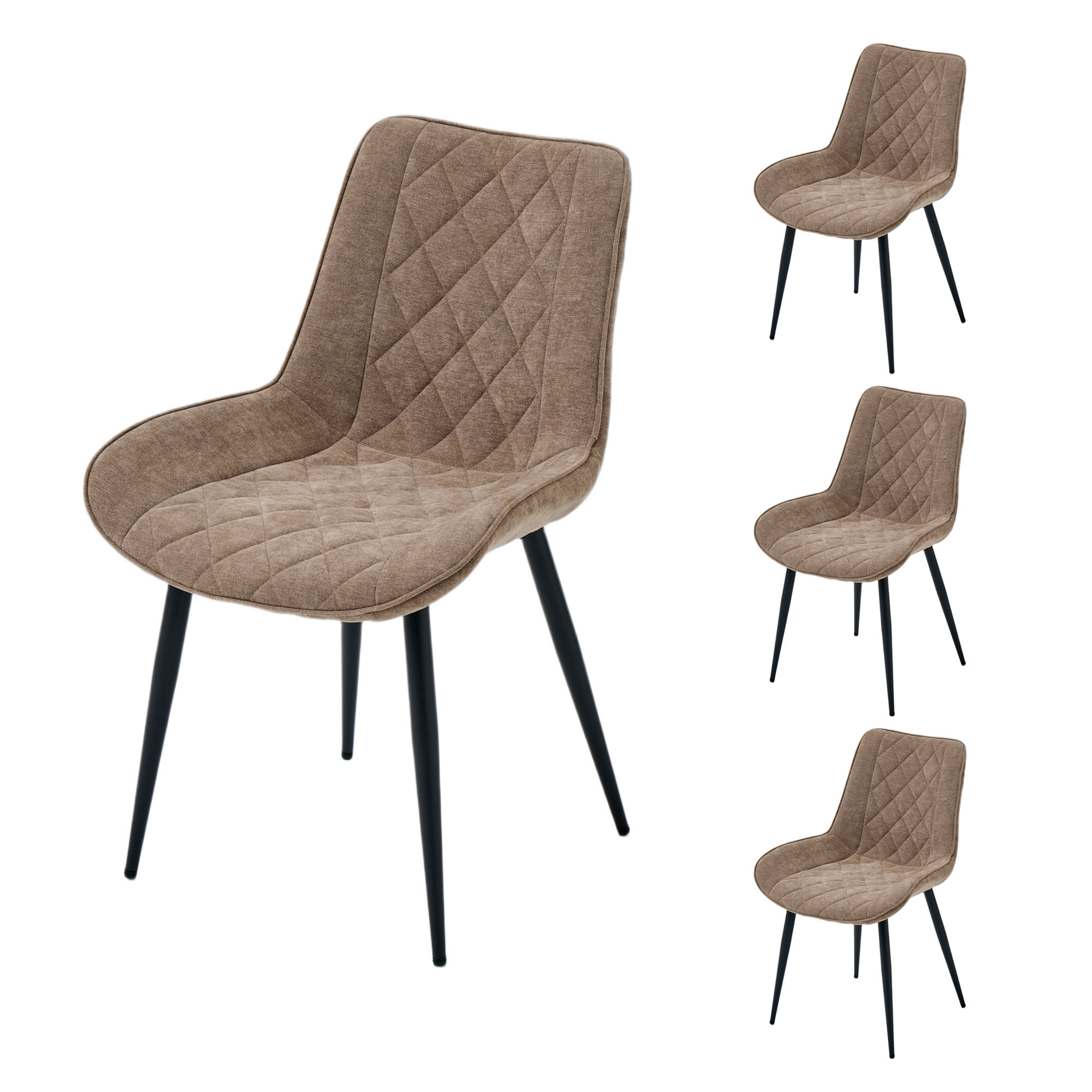 Design-Esszimmerstühle 4er Set – Chenille-Bezug & Ergonomisches Design