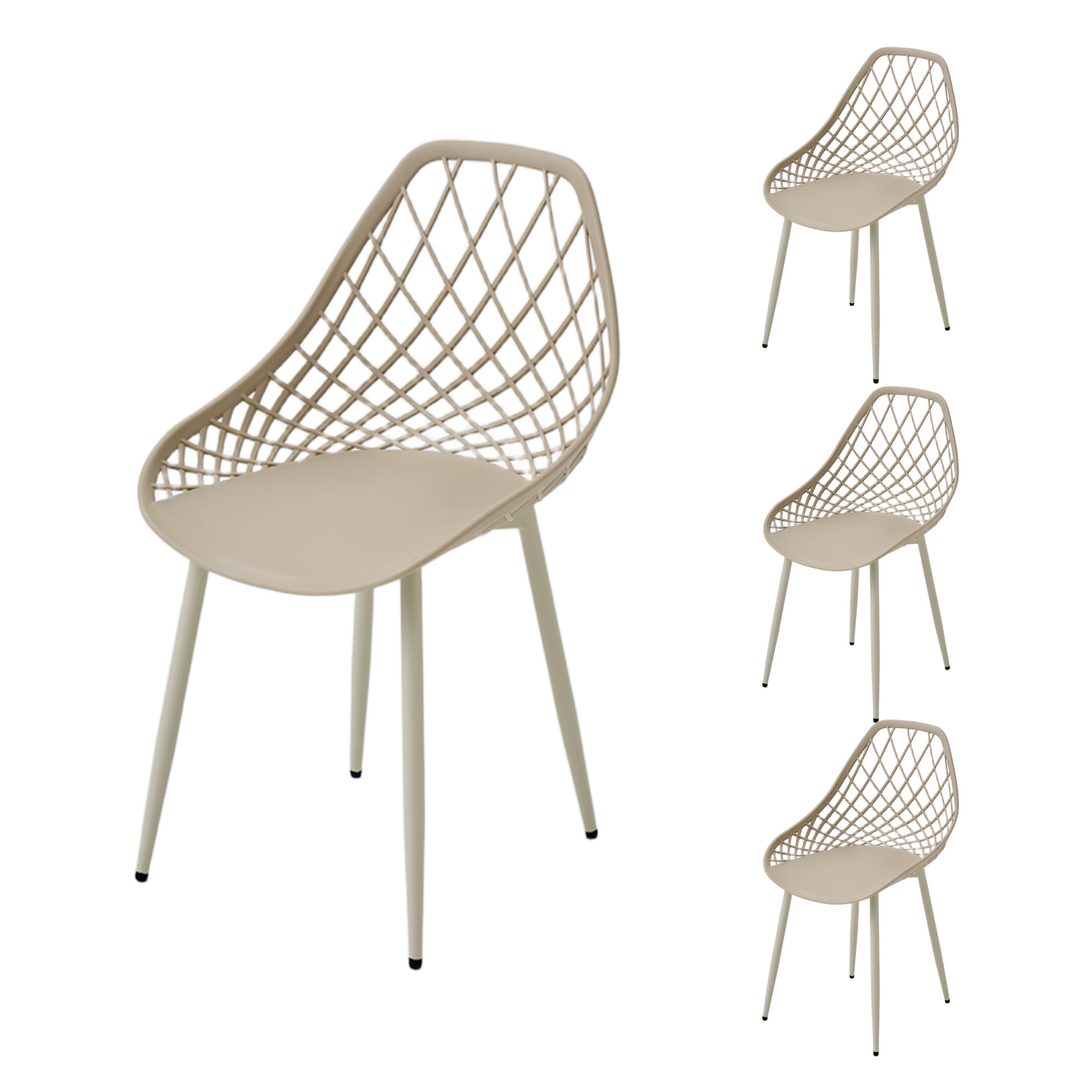Bistrostuhl PP-Sitz & Metallrahmen, moderner Esszimmerstuhl, Gartenstuhl