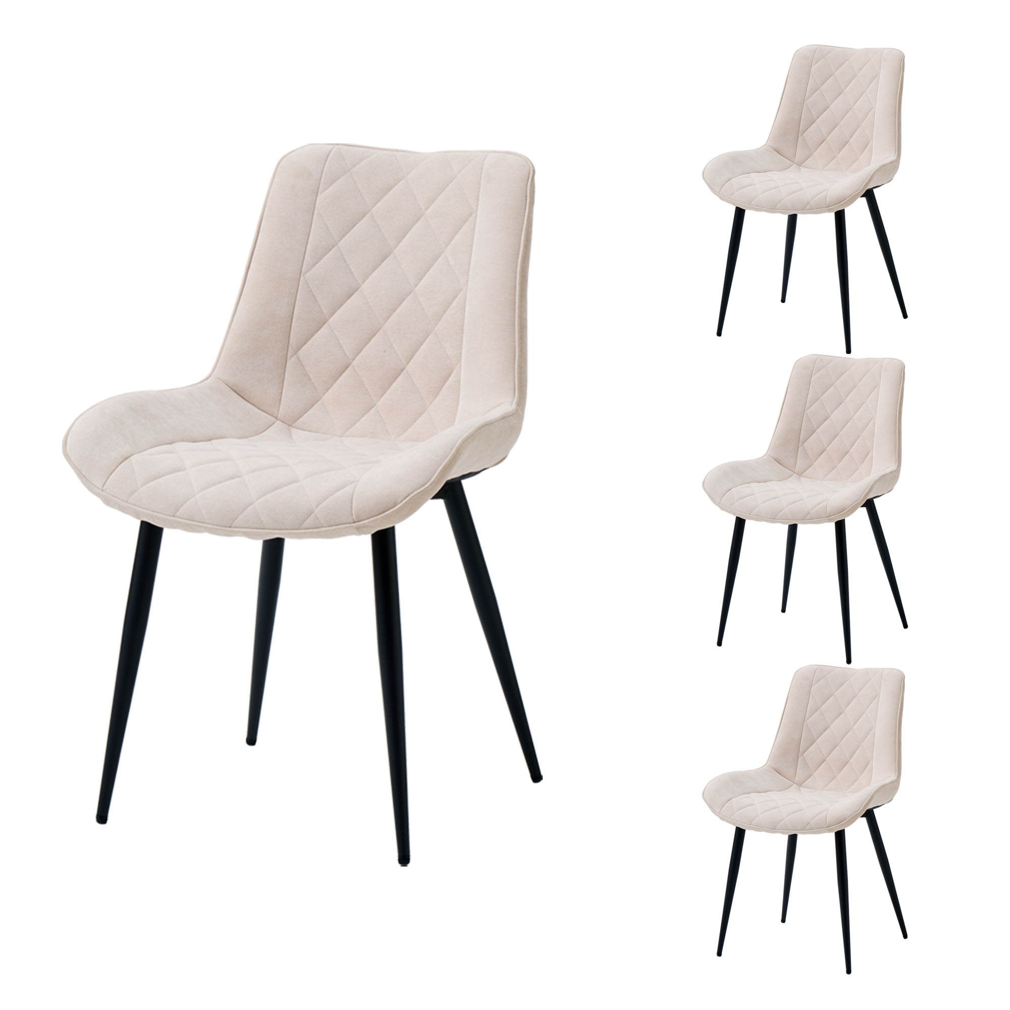 Design-Esszimmerstühle 4er Set – Chenille-Bezug & Ergonomisches Design