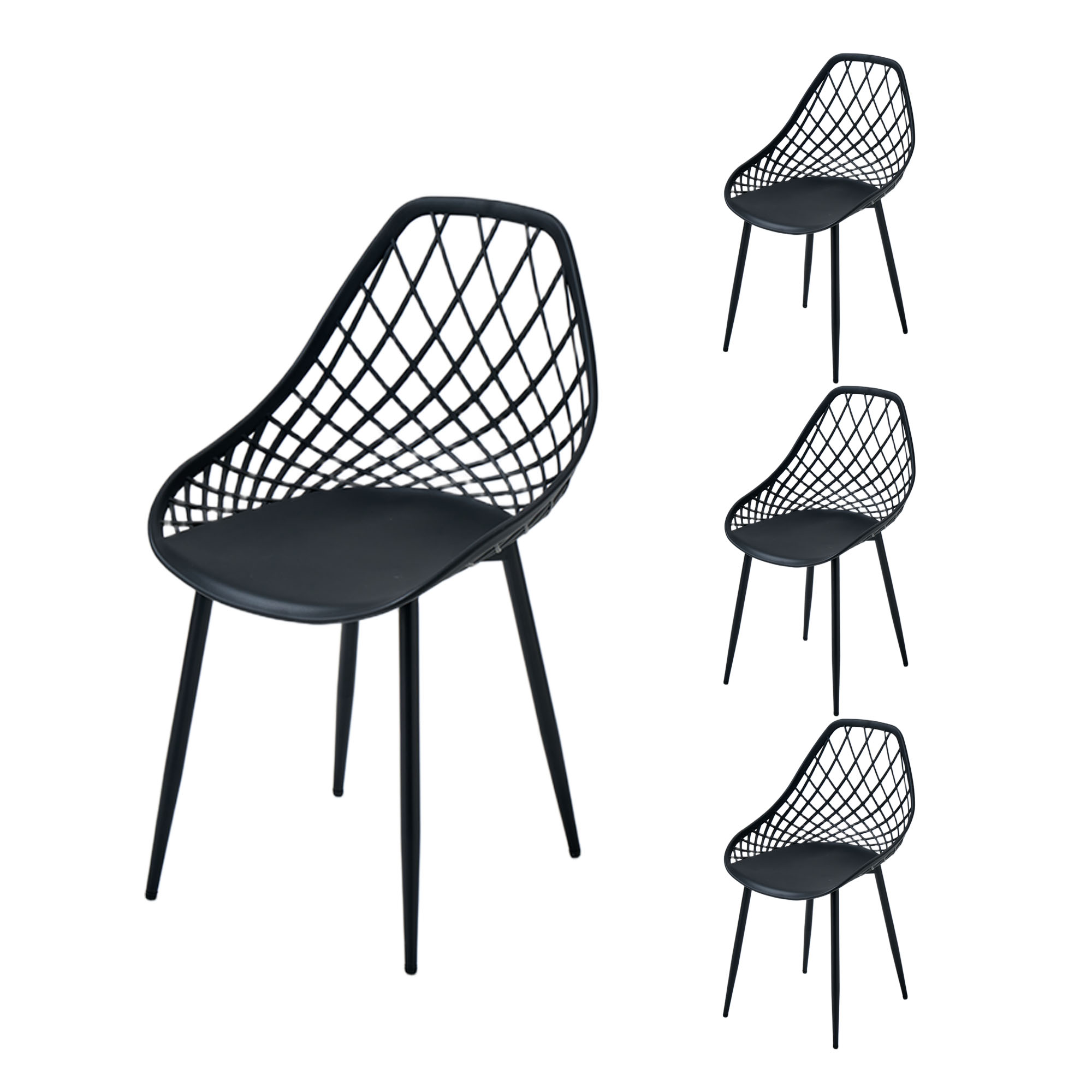 Bistrostuhl PP-Sitz & Metallrahmen, moderner Esszimmerstuhl, Gartenstuhl