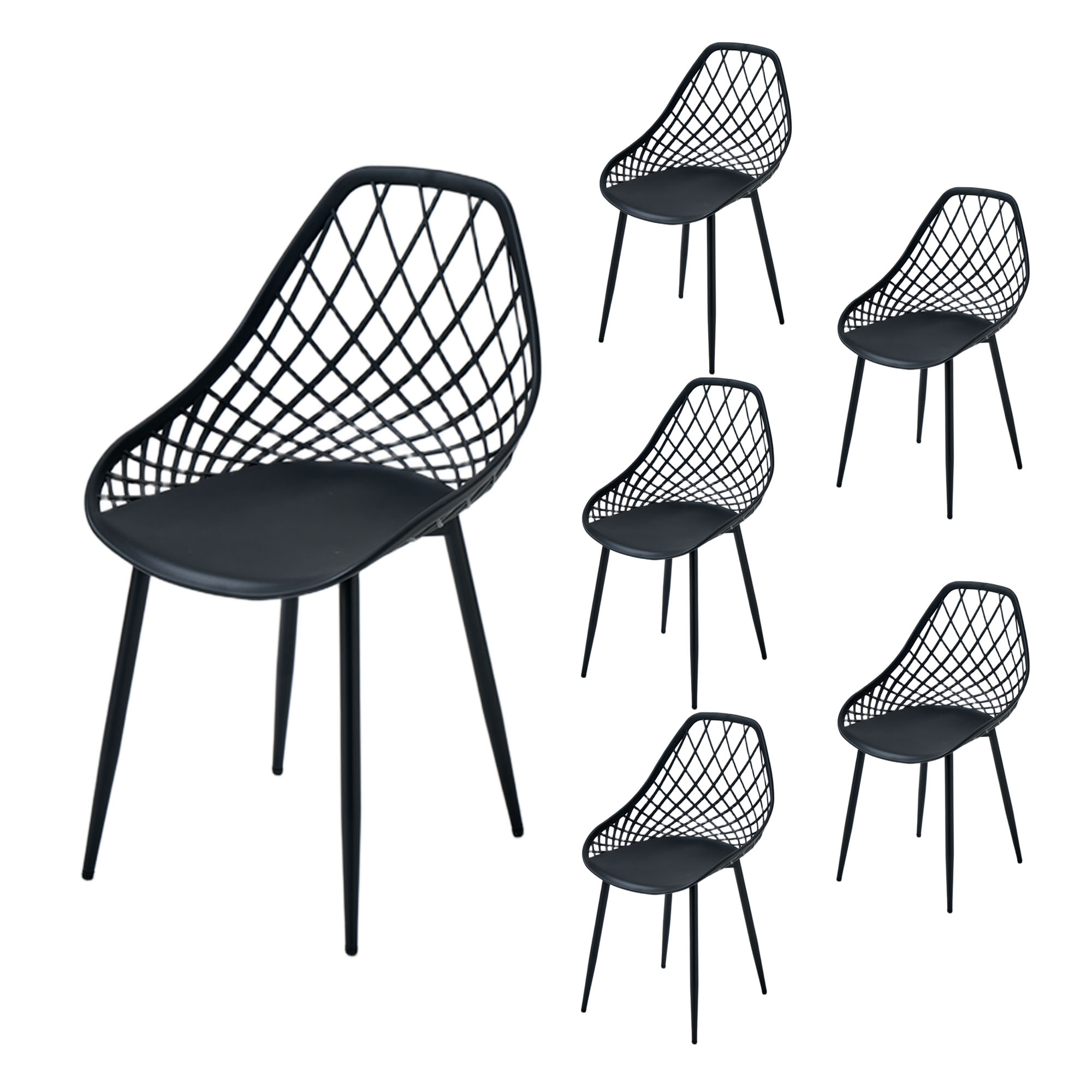 Bistrostuhl PP-Sitz & Metallrahmen, moderner Esszimmerstuhl, Gartenstuhl