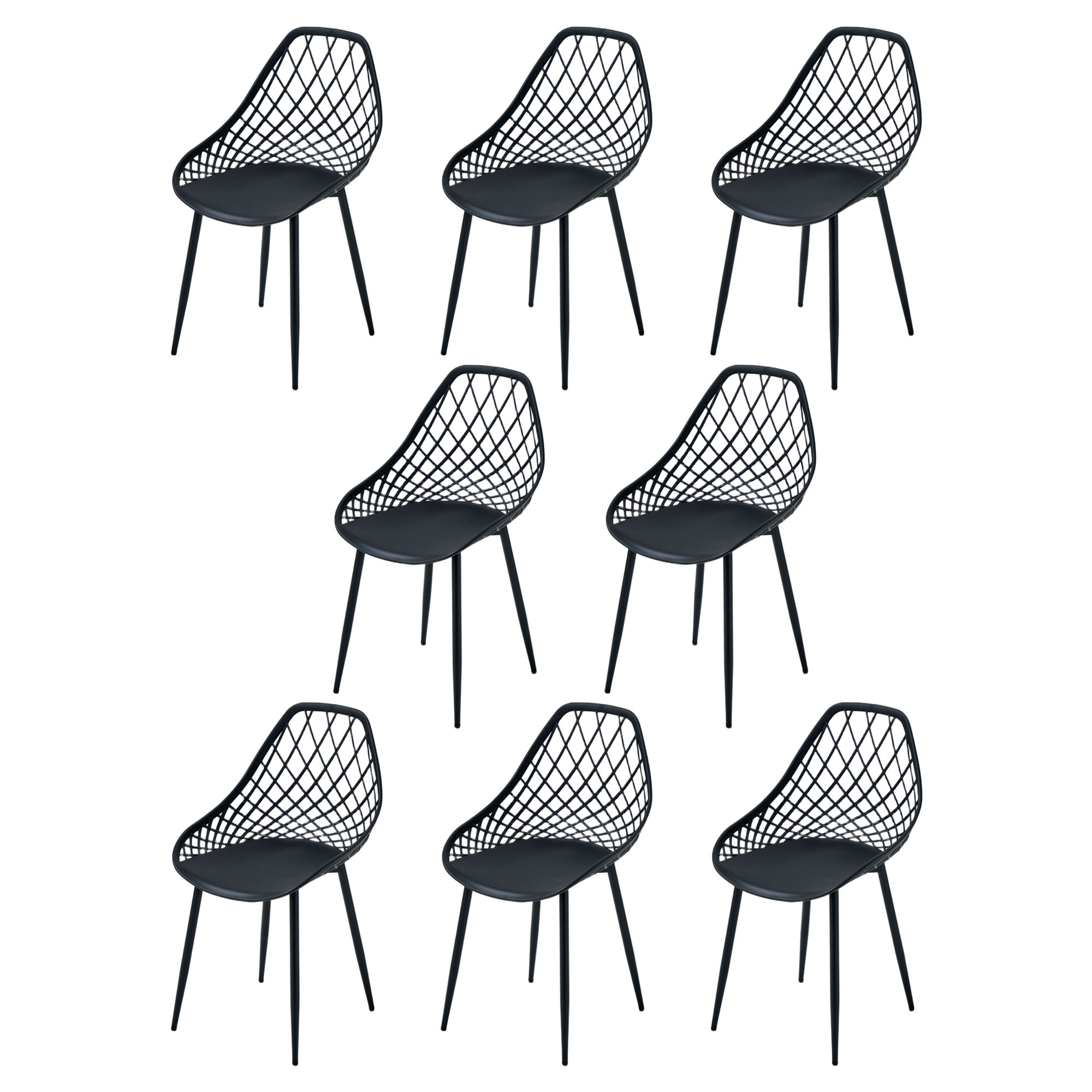 Bistrostuhl PP-Sitz & Metallrahmen, moderner Esszimmerstuhl, Gartenstuhl