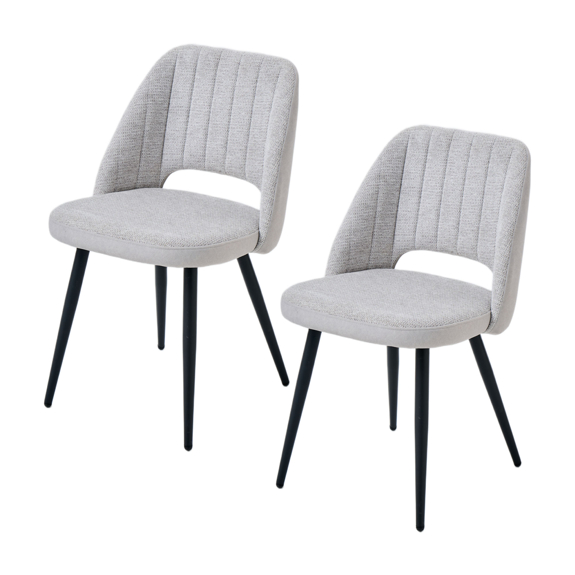4er-Set Design-Esszimmerstühle LYKKVØ – Ergonomischer Hohlrücken & Vertikales Quilting in Grau