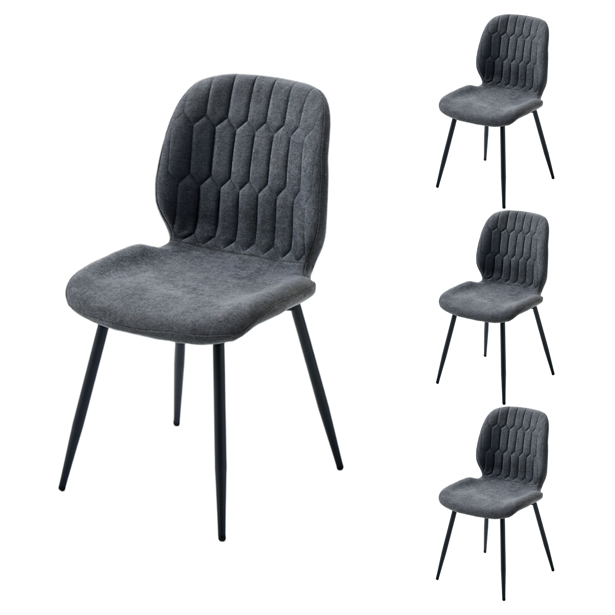 LYKKVØ Design-Polsterstuhl Set (4 Stück) – Ergonomischer Komfort in edlem Chenille