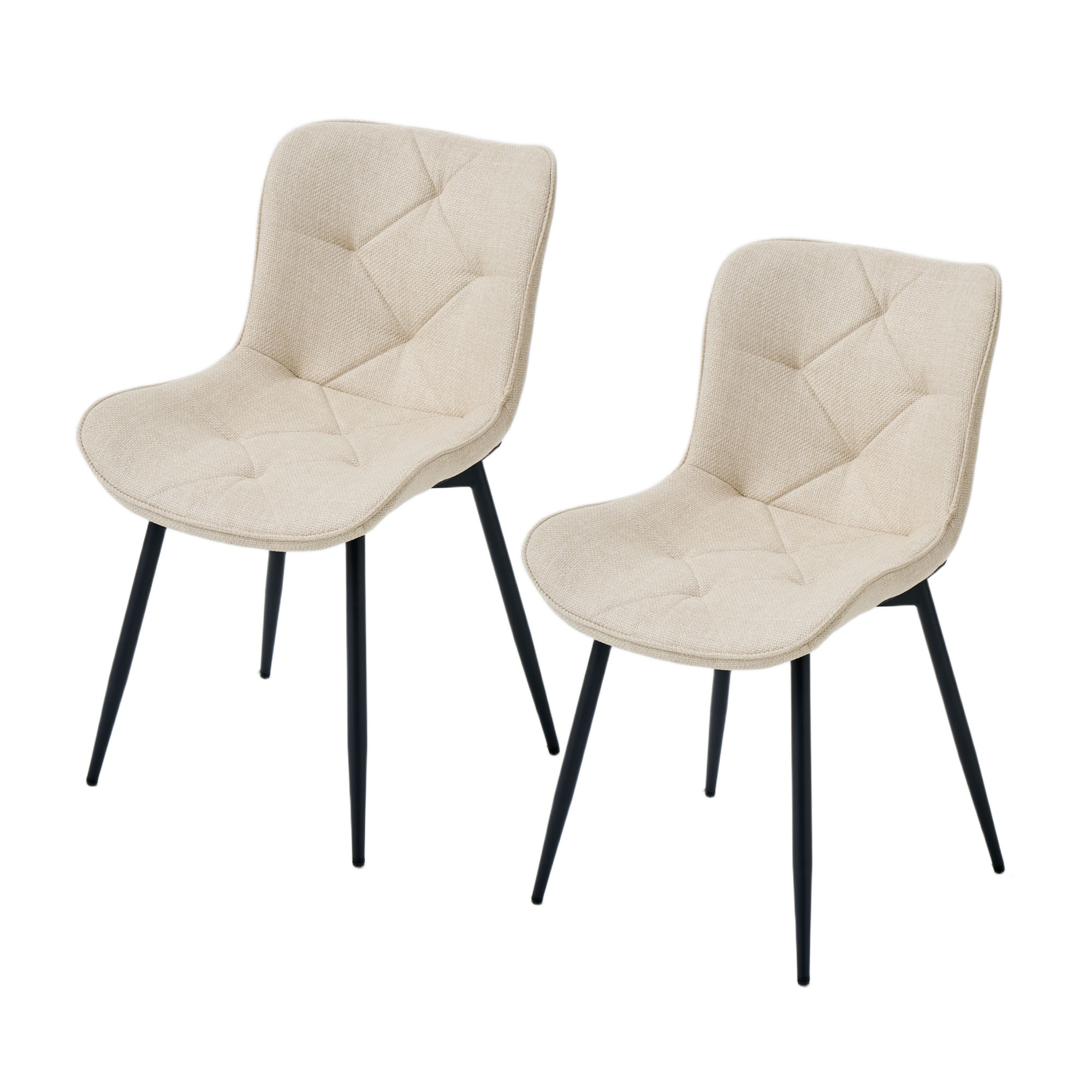4er-Set Design-Esszimmerstühle LYKKVØ – Elegante Rautensteppung & Ergonomischer Komfort in Khaki