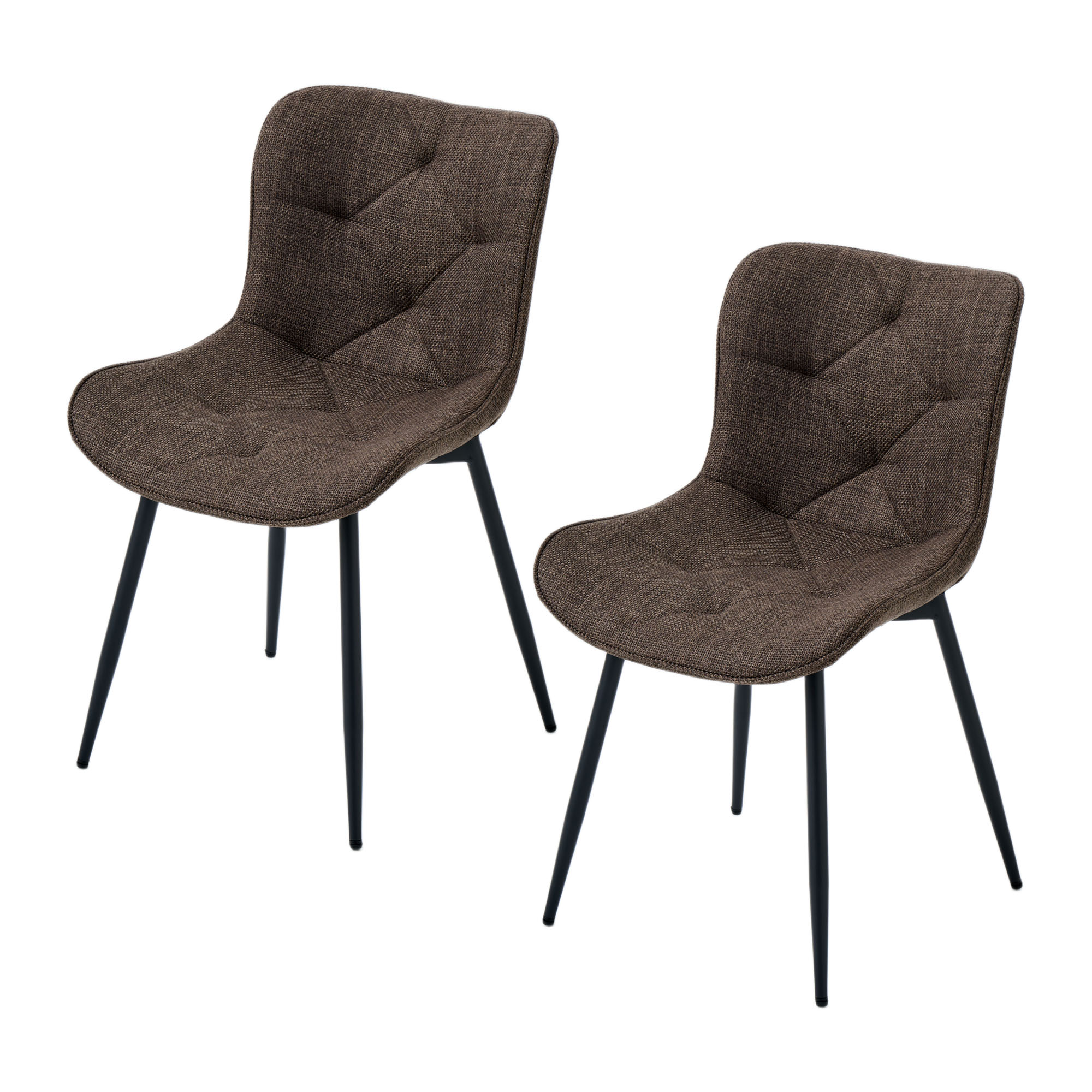 4er-Set Design-Esszimmerstühle LYKKVØ – Elegante Rautensteppung & Ergonomischer Komfort in Khaki