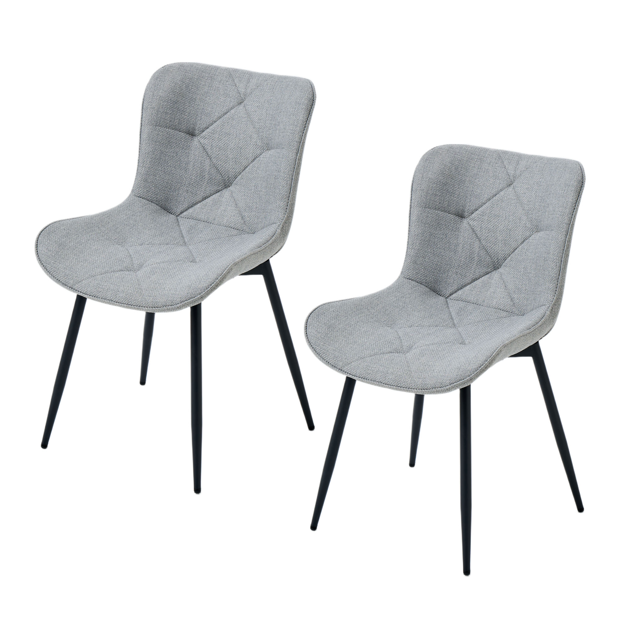 4er-Set Design-Esszimmerstühle LYKKVØ – Elegante Rautensteppung & Ergonomischer Komfort in Khaki