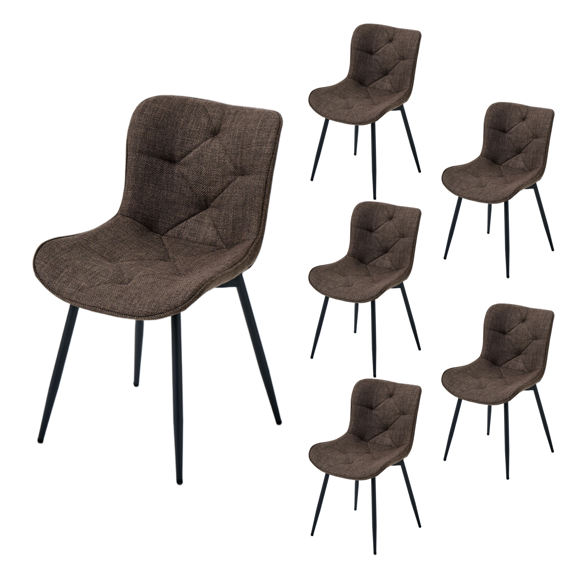 4er-Set Design-Esszimmerstühle LYKKVØ – Elegante Rautensteppung & Ergonomischer Komfort in Khaki