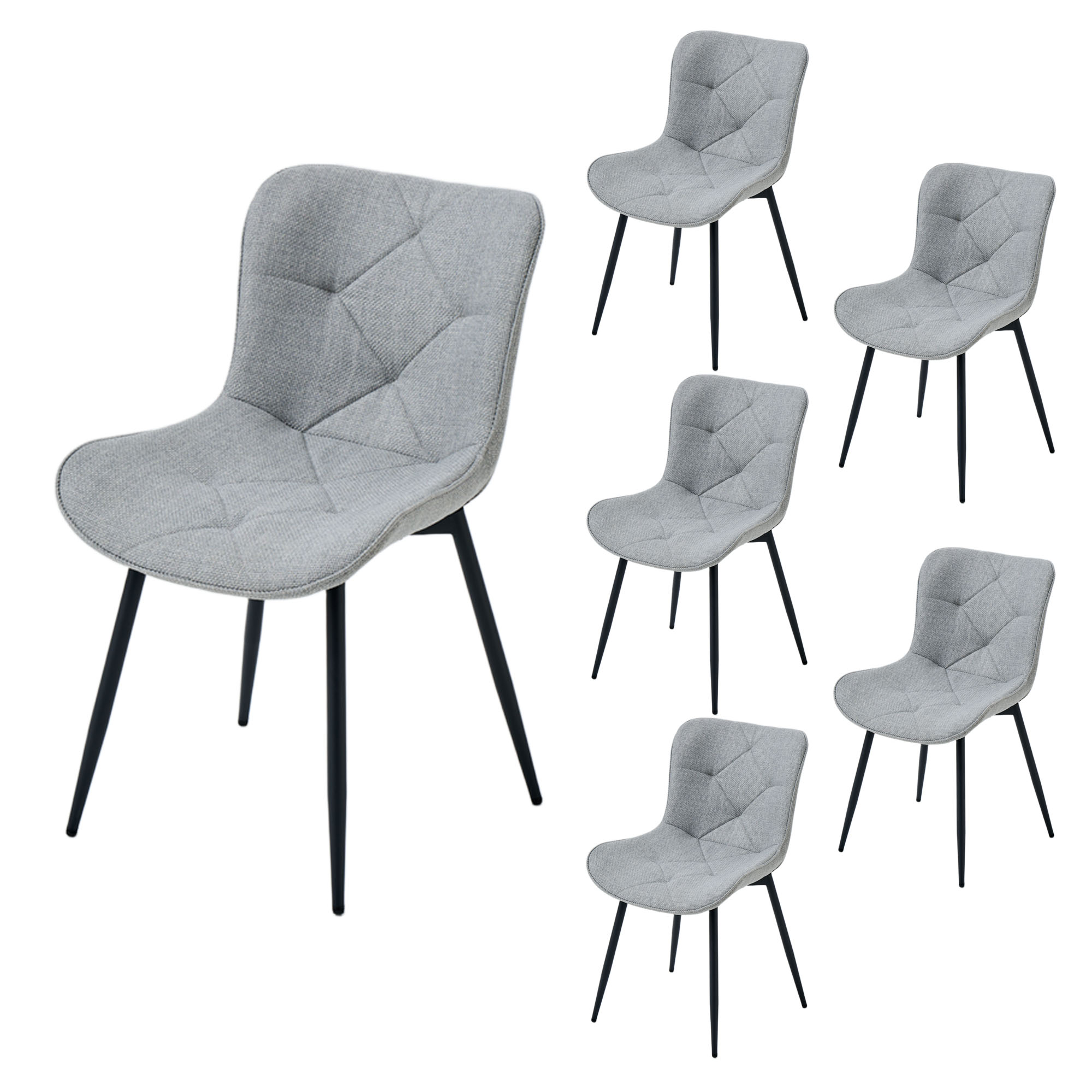 4er-Set Design-Esszimmerstühle LYKKVØ – Elegante Rautensteppung & Ergonomischer Komfort in Khaki