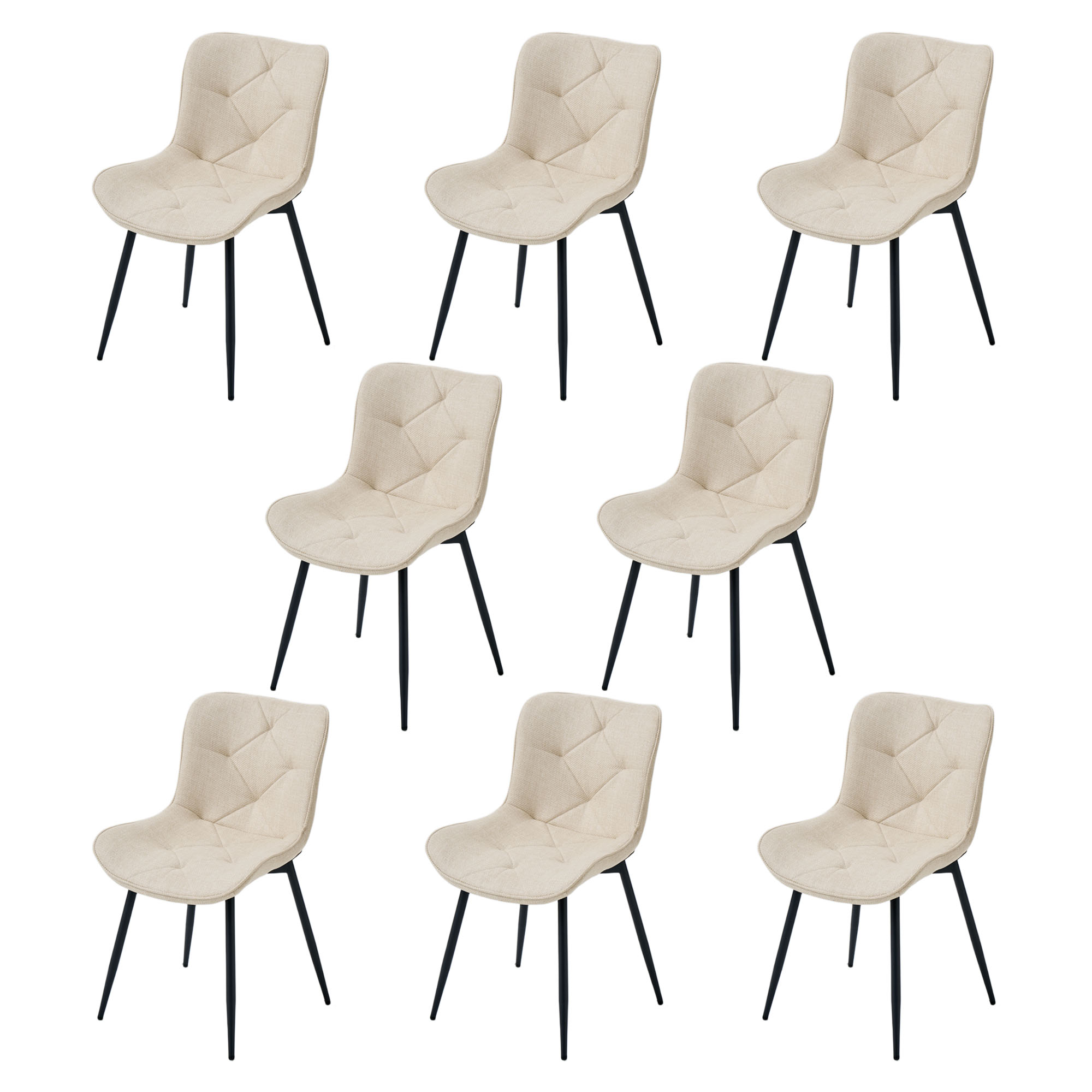 4er-Set Design-Esszimmerstühle LYKKVØ – Elegante Rautensteppung & Ergonomischer Komfort in Khaki