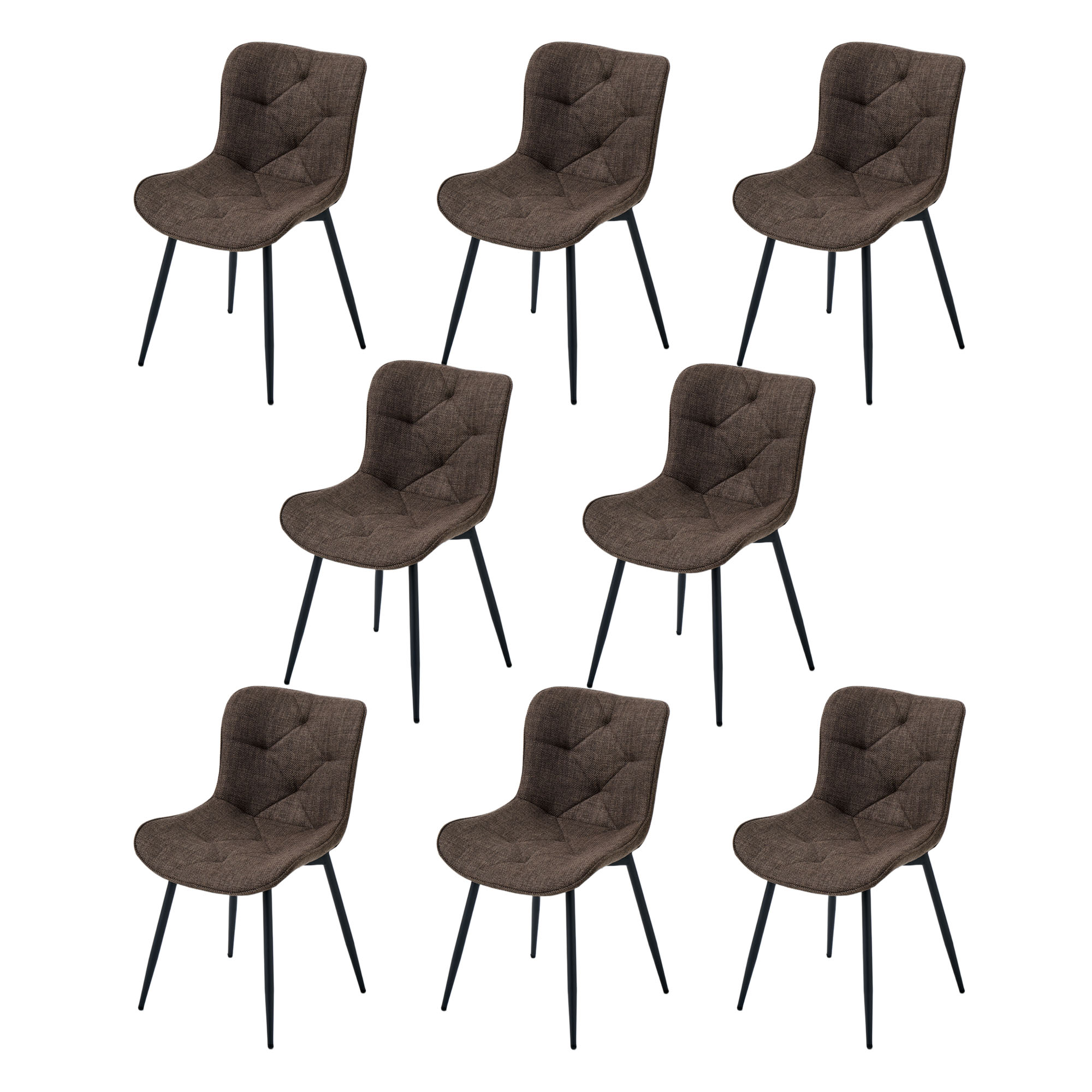 4er-Set Design-Esszimmerstühle LYKKVØ – Elegante Rautensteppung & Ergonomischer Komfort in Khaki