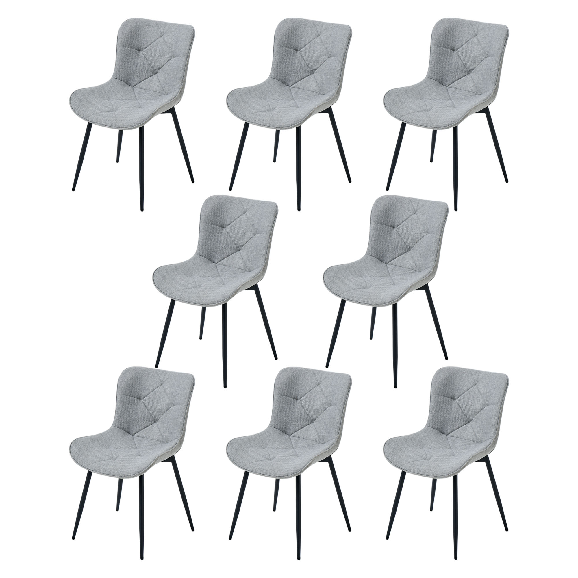 4er-Set Design-Esszimmerstühle LYKKVØ – Elegante Rautensteppung & Ergonomischer Komfort in Khaki
