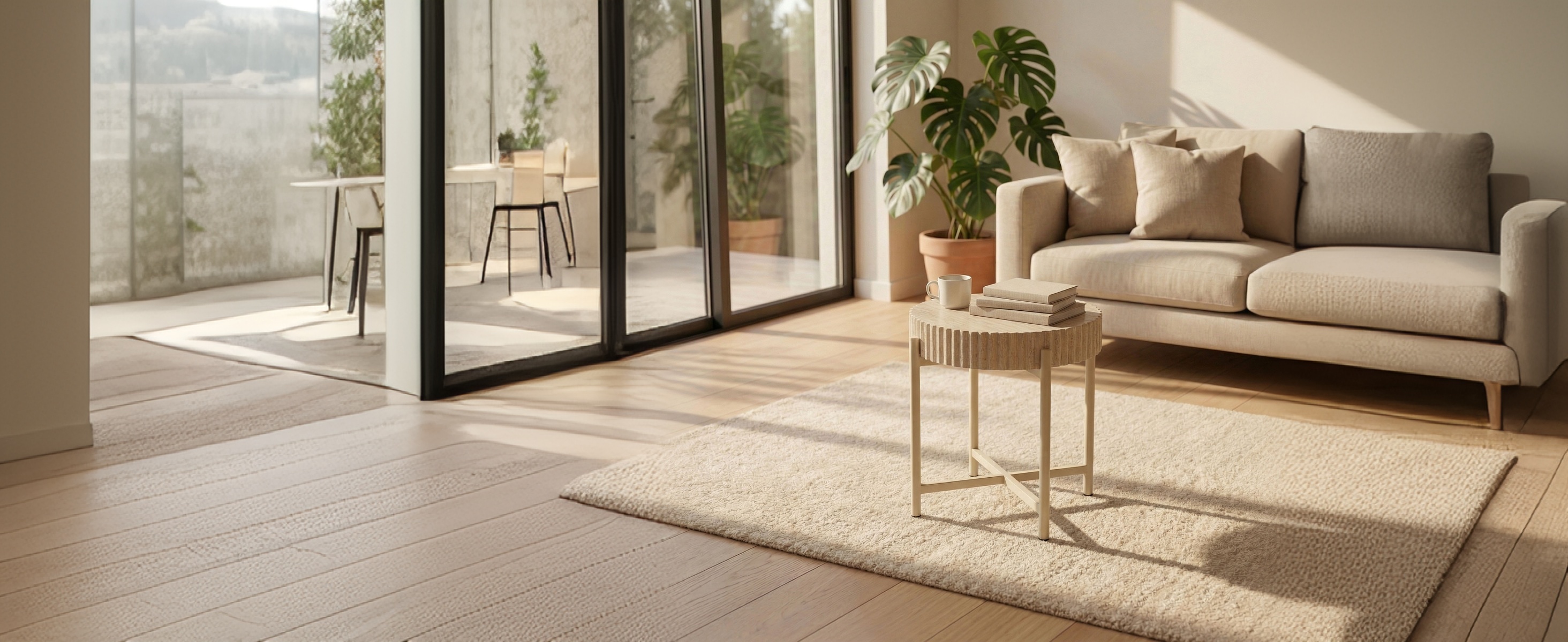 LYKKVØ Design-Couchtisch-Set (2er Set) – Travertin-Optik & Minimalistischer Metallrahmen in Beige