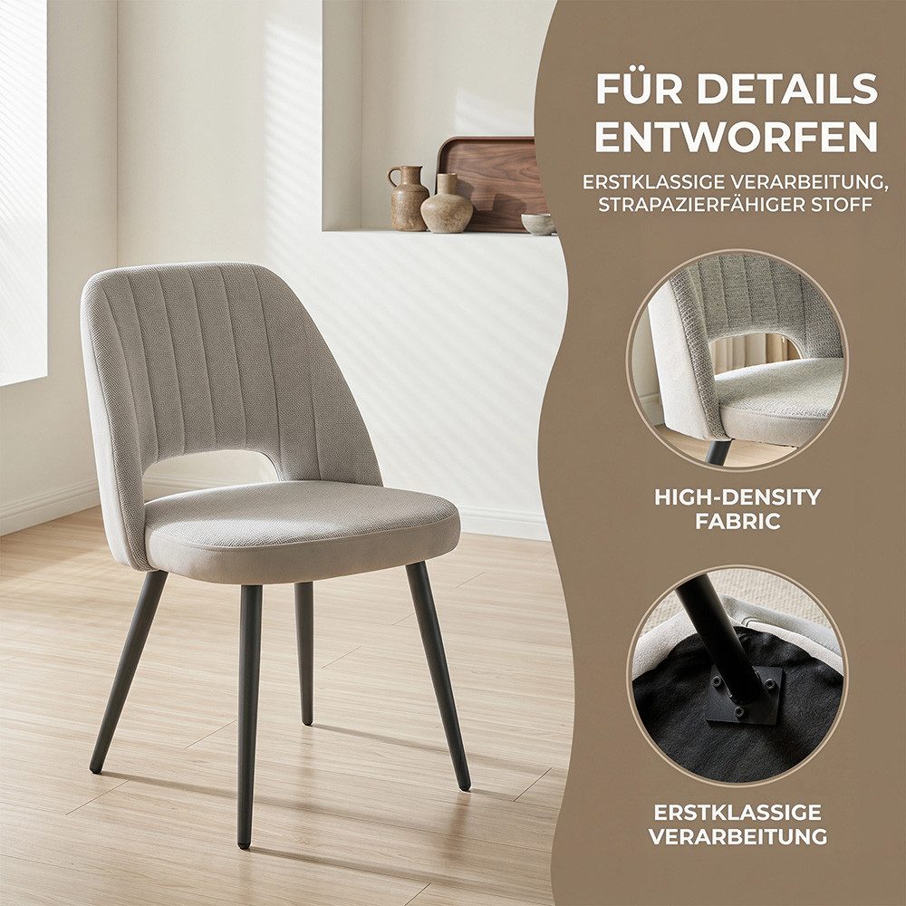 LYKKVØ „Emma“ Polsterstuhl — Skandinavischer Esszimmerstuhl mit elegantem Hohlrücken