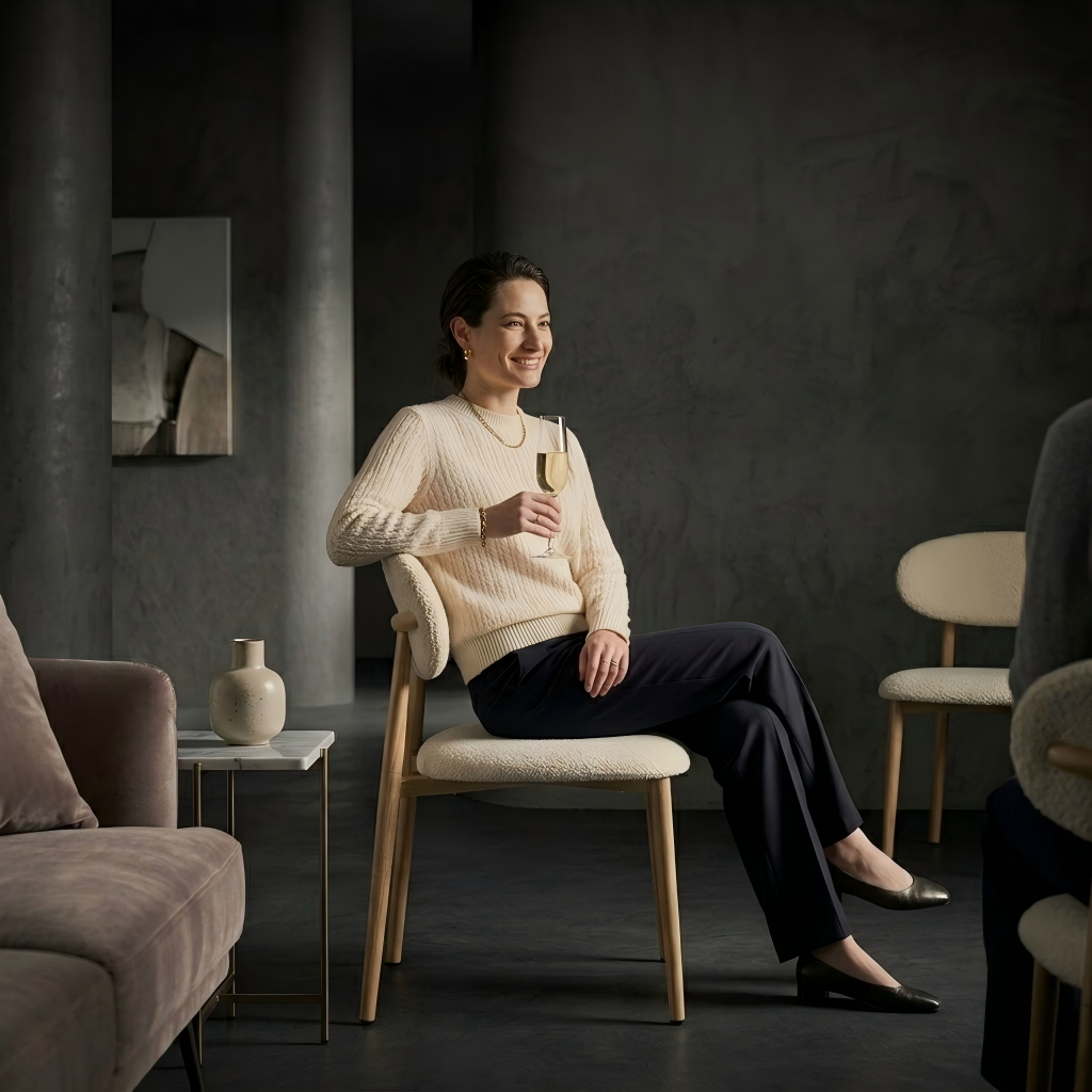 LYKKVØ „Milo“ Polsterstuhl aus der „Amara“ Kollektion — Ergonomischer Design-Esszimmerstuhl