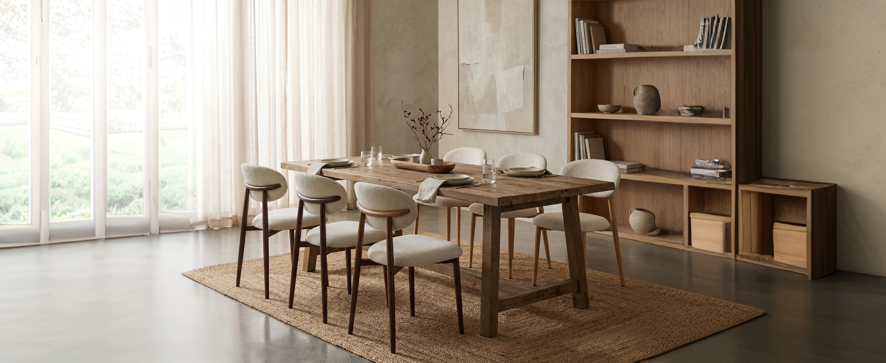 LYKKVØ Design-Polsterstuhl Set (2 Stück) – Ergonomischer Komfort in Beige mit Walnuss-Optik