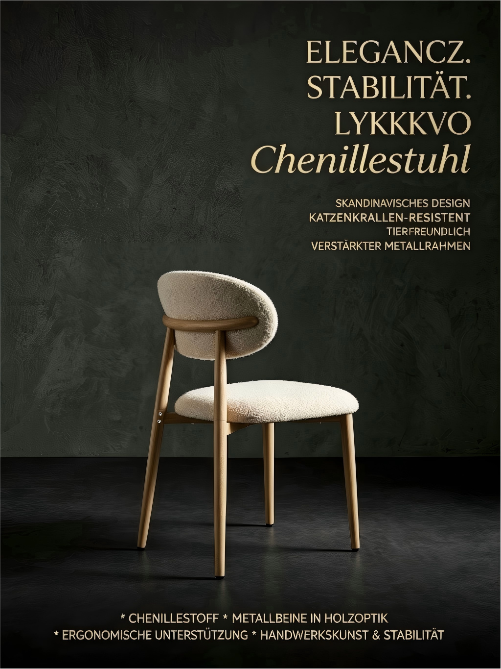 LYKKVØ „Milo“ Polsterstuhl aus der „Amara“ Kollektion — Ergonomischer Design-Esszimmerstuhl