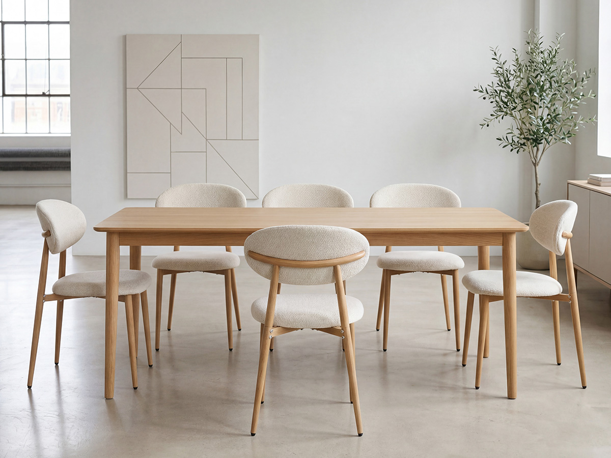 LYKKVØ Design-Polsterstuhl Set (2 Stück) – Ergonomischer Komfort in Beige mit Walnuss-Optik