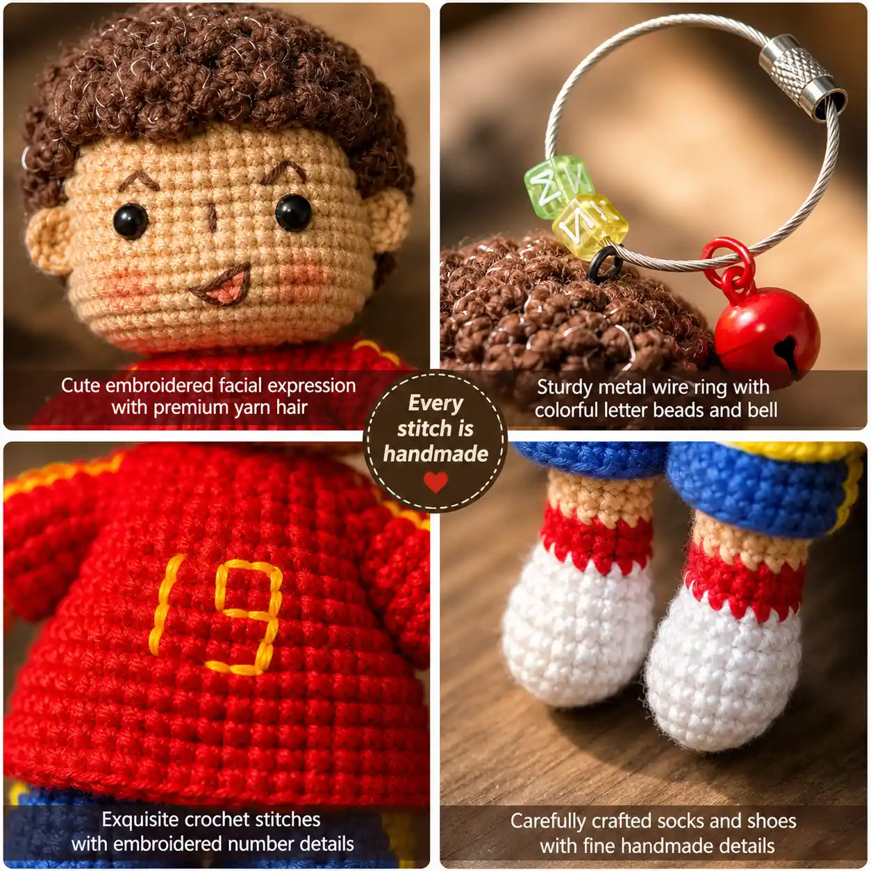 Premium Handmade Crochet Football Doll | Amigurumi Bag Charm & Car Accessory (Limited Edition)