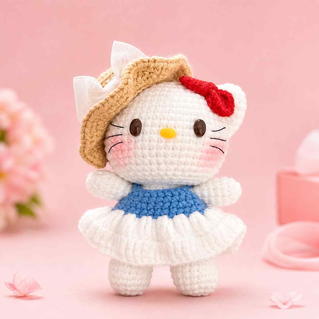 Premium Handmade Crochet Kawaii Kitty Doll | Cute Amigurumi Bag Charm