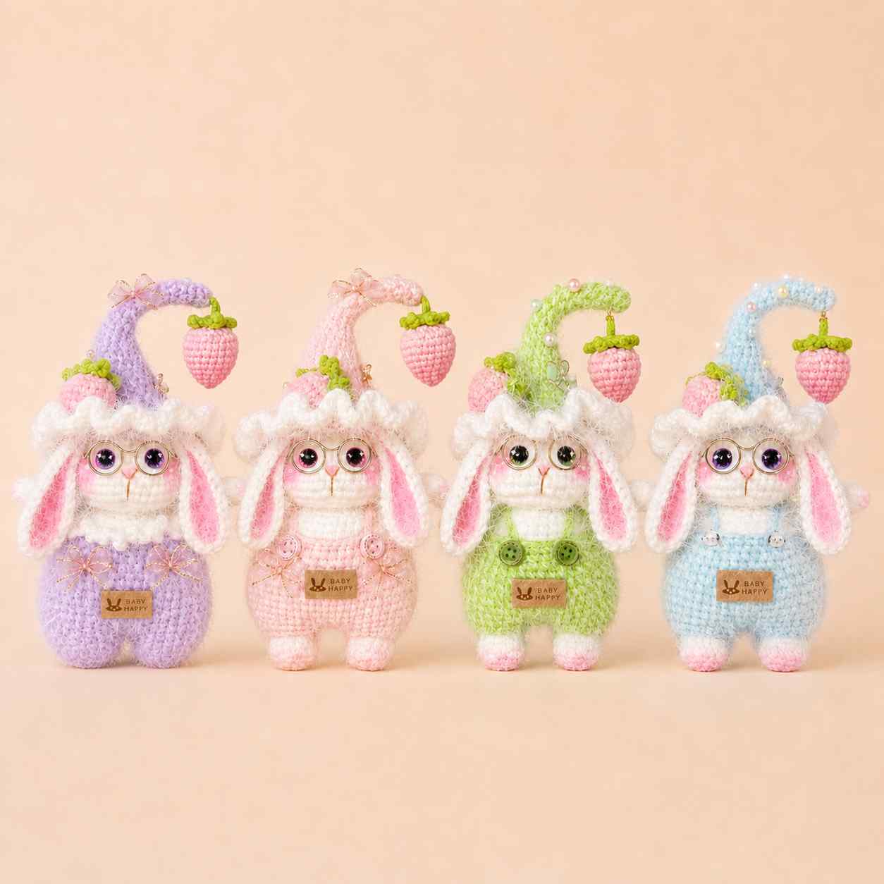 Premium Handmade Crochet Strawberry Bunny Doll | Cute Amigurumi Bag Charm & Accessory (Limited Edition)