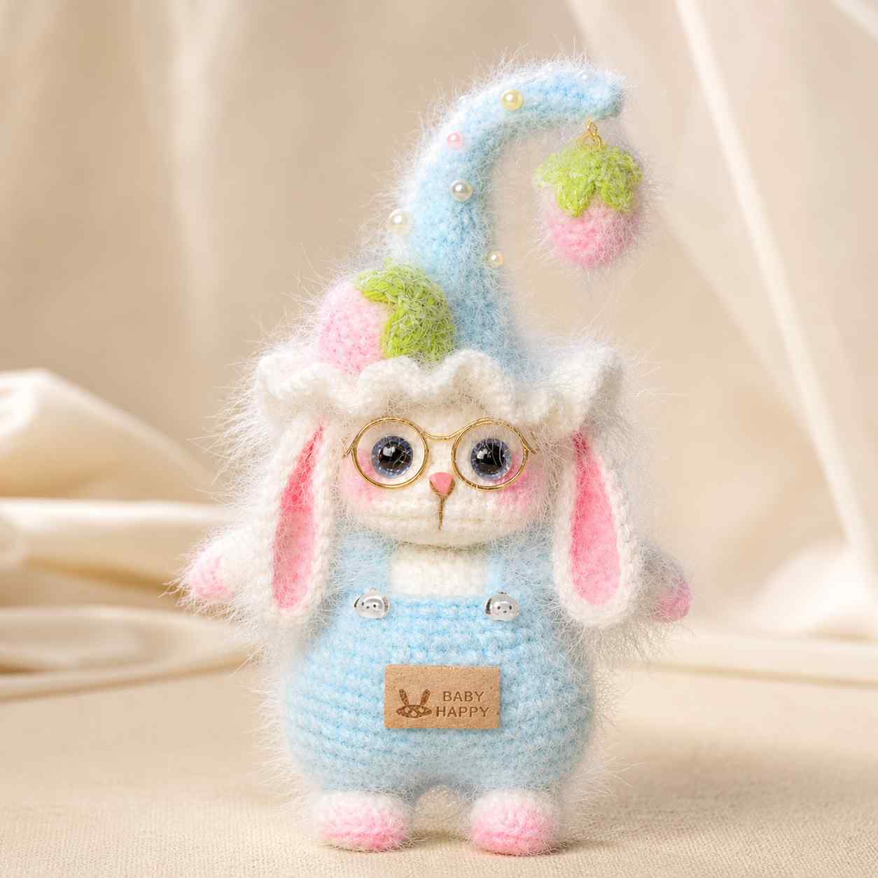 Premium Handmade Crochet Strawberry Bunny Doll | Cute Amigurumi Bag Charm & Accessory (Limited Edition)
