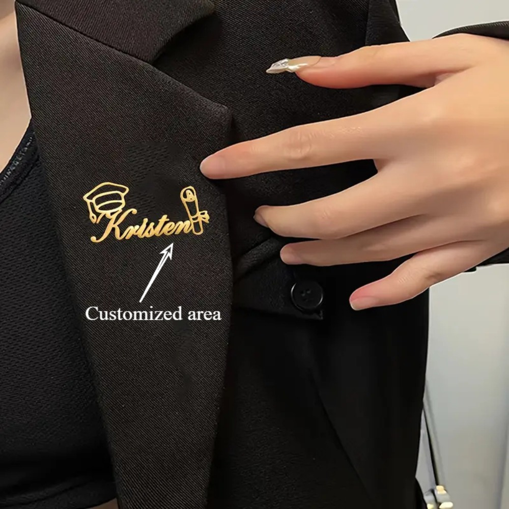 custom badge 1 piece customizable name doctor hat elegant 304 stainless steel personalized letter hats backpacks clothing female graduation gift - MyNameJewelry Personalized Jewelry