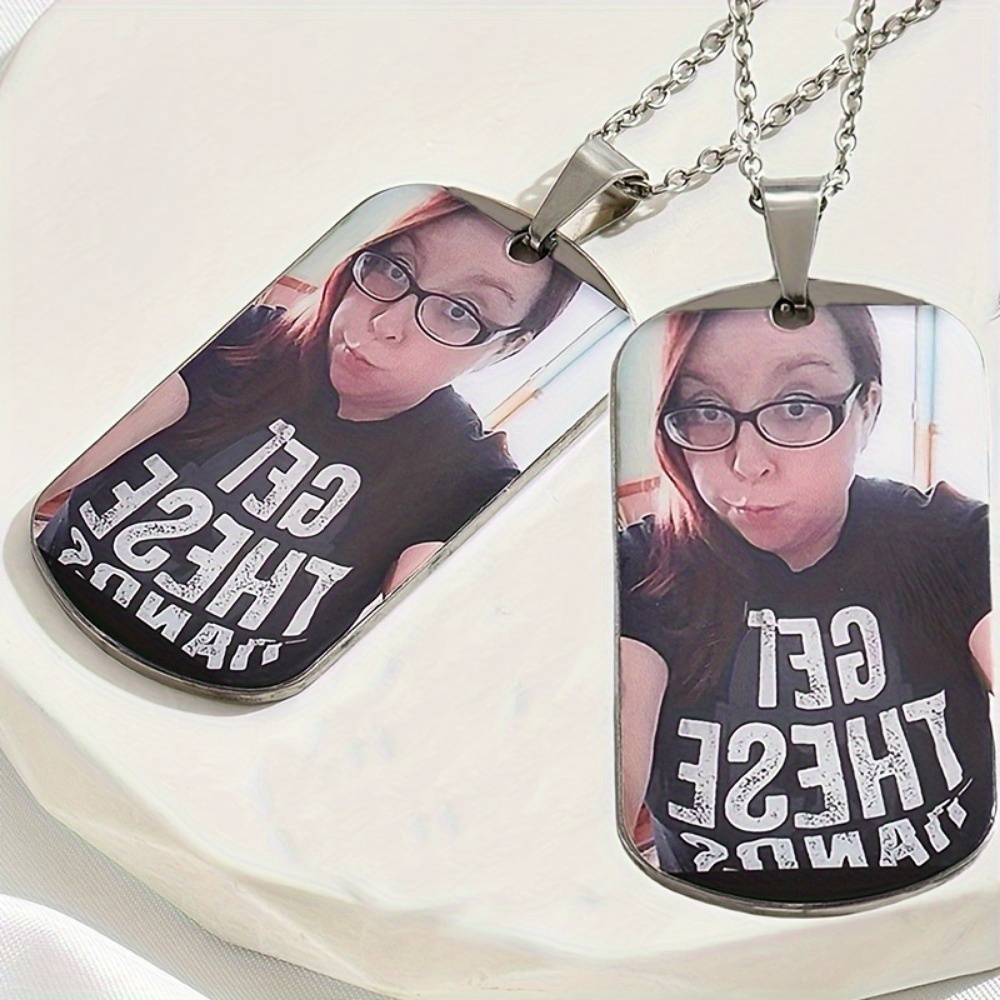 custom photo dog tag necklace stainless steel punk christmas gift-定造集