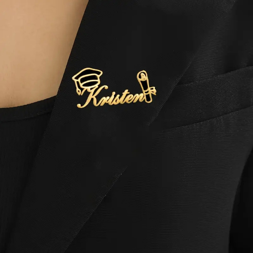 custom badge 1 piece customizable name doctor hat elegant 304 stainless steel personalized letter hats backpacks clothing female graduation gift - MyNameJewelry Personalized Jewelry