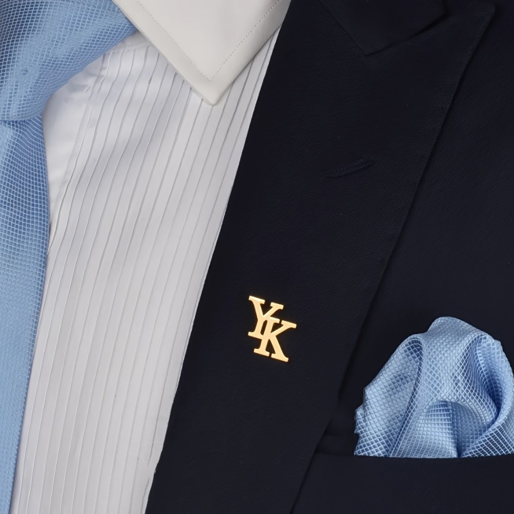 custom double initials stainless steel lapel pin-定造集