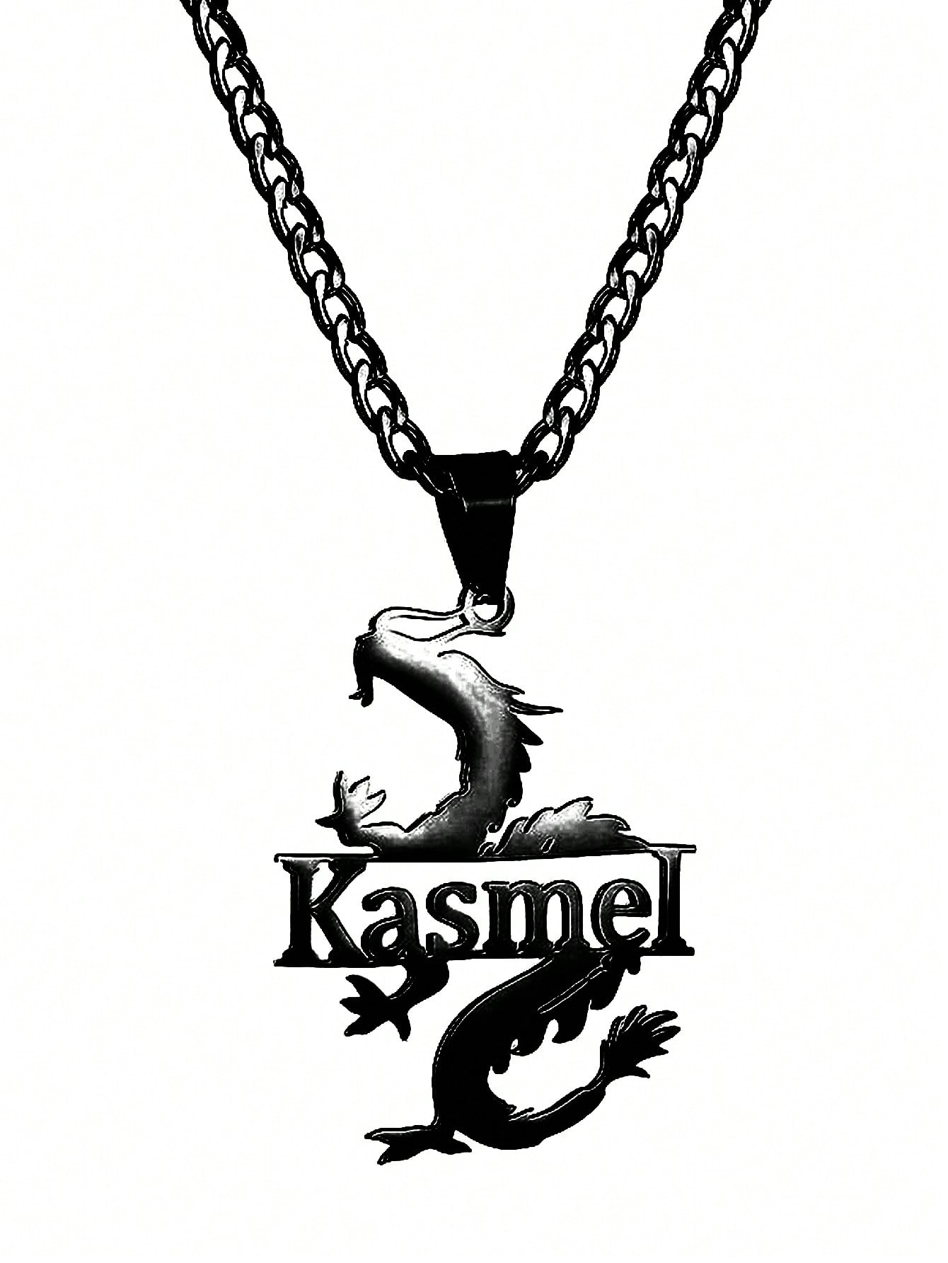 Custom Men's Dragon Pendant Necklace, Hip Hop Punk Style Stainless Steel Daily Jewelry Gift