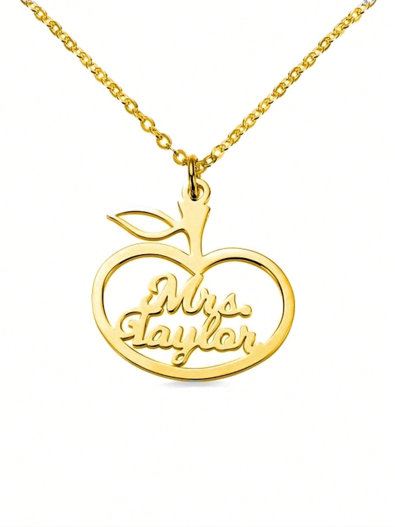 Custom Apple Shaped Name Necklace, Stainless Steel Ideal for Bridesmaid Valentine Birthday Gift