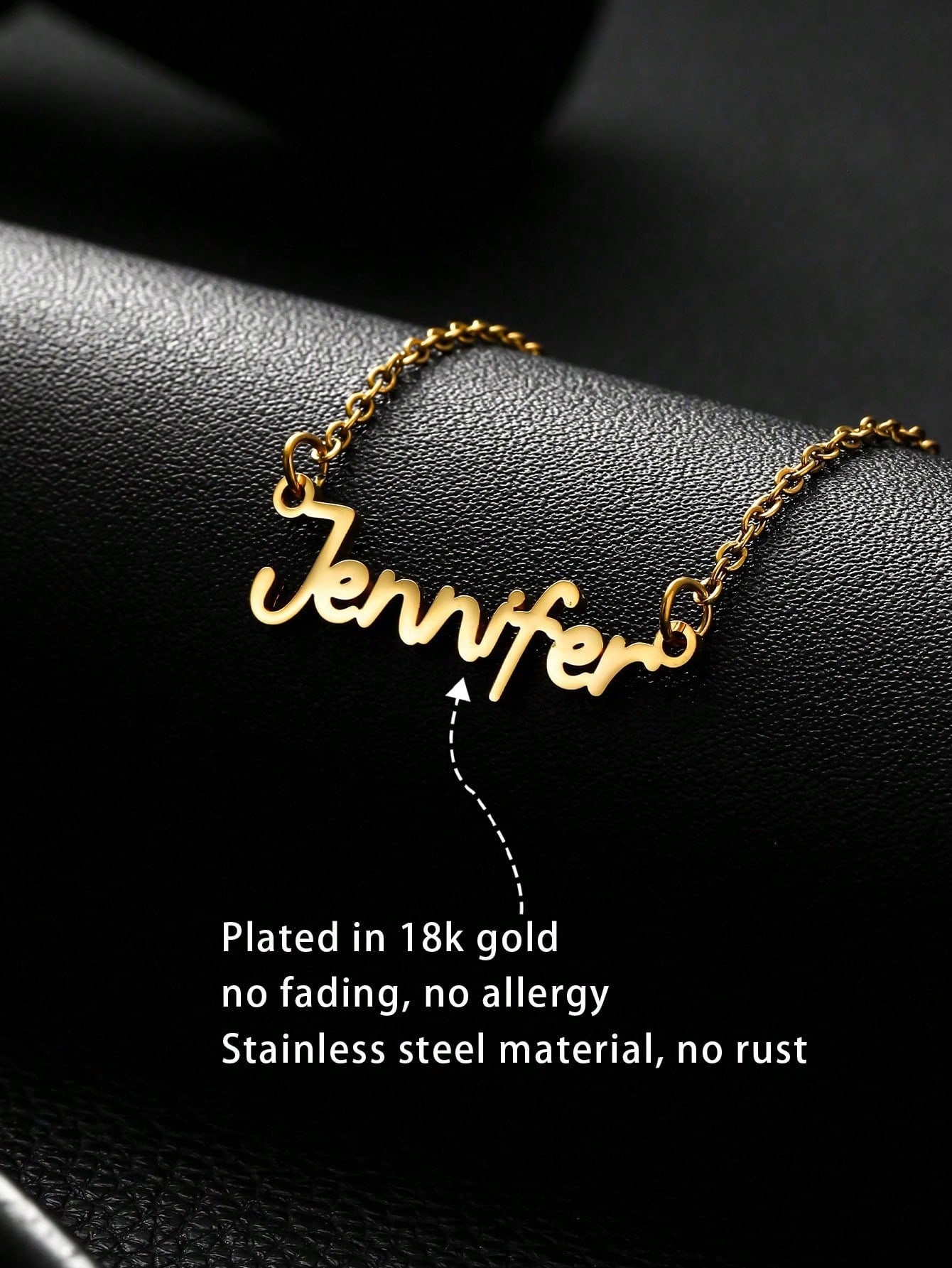 Single Custom Stainless Steel Name Necklace, Gold Letter Personalized Unisex Pendant