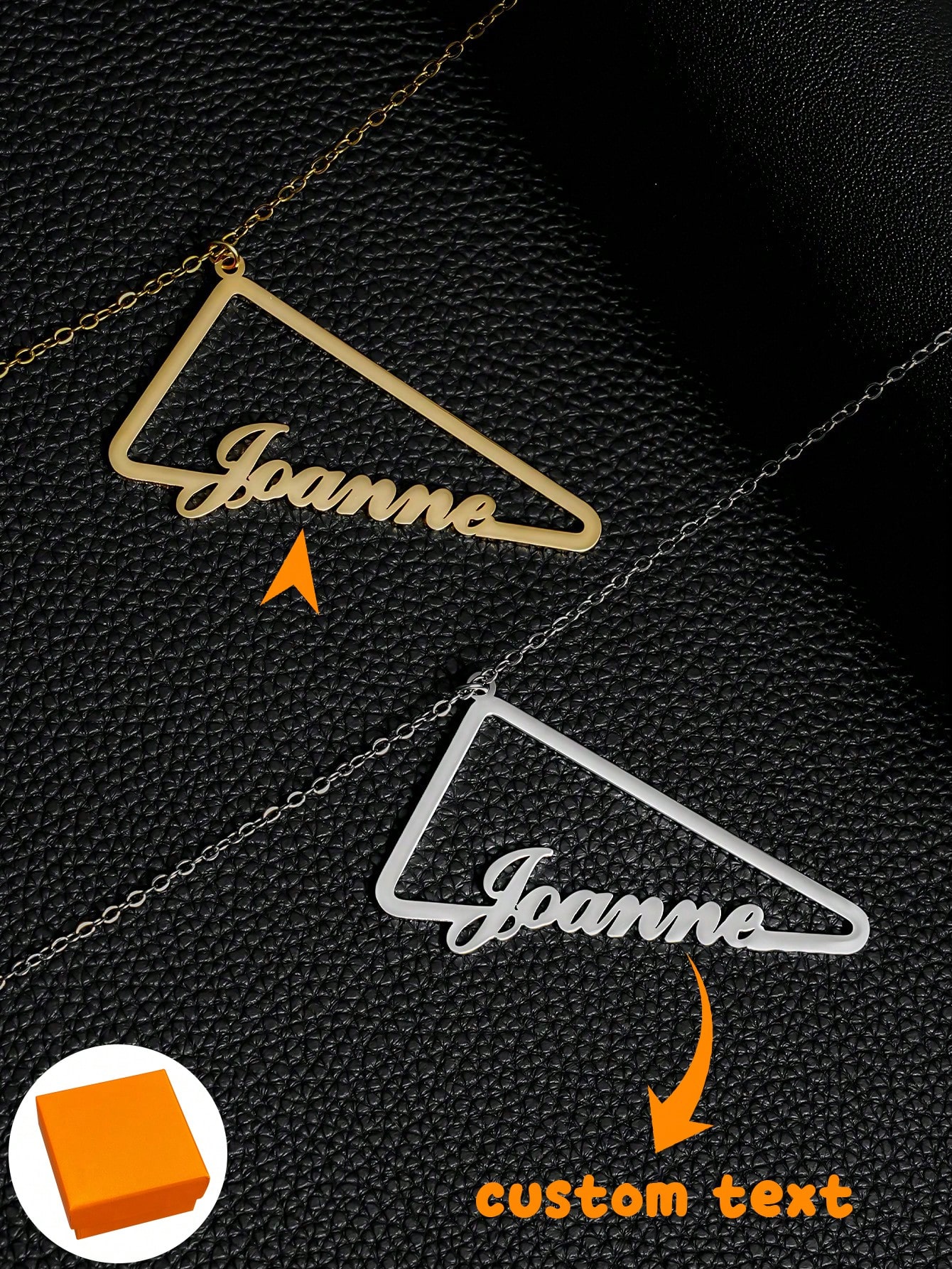 Minimalist Custom Triangle Nameplate Necklace Stainless Steel Geometric Letter Pendant