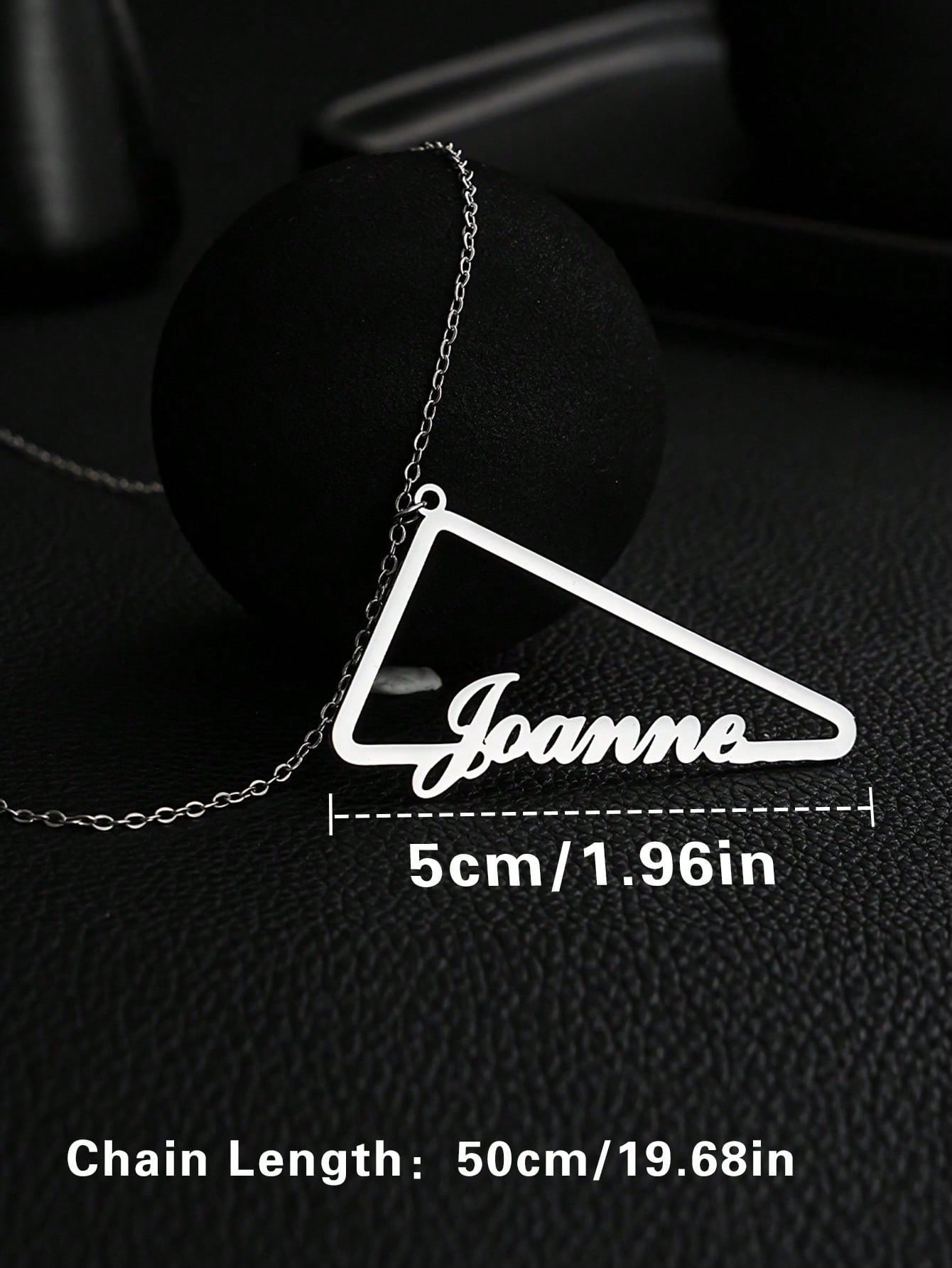Minimalist Custom Triangle Nameplate Necklace Stainless Steel Geometric Letter Pendant