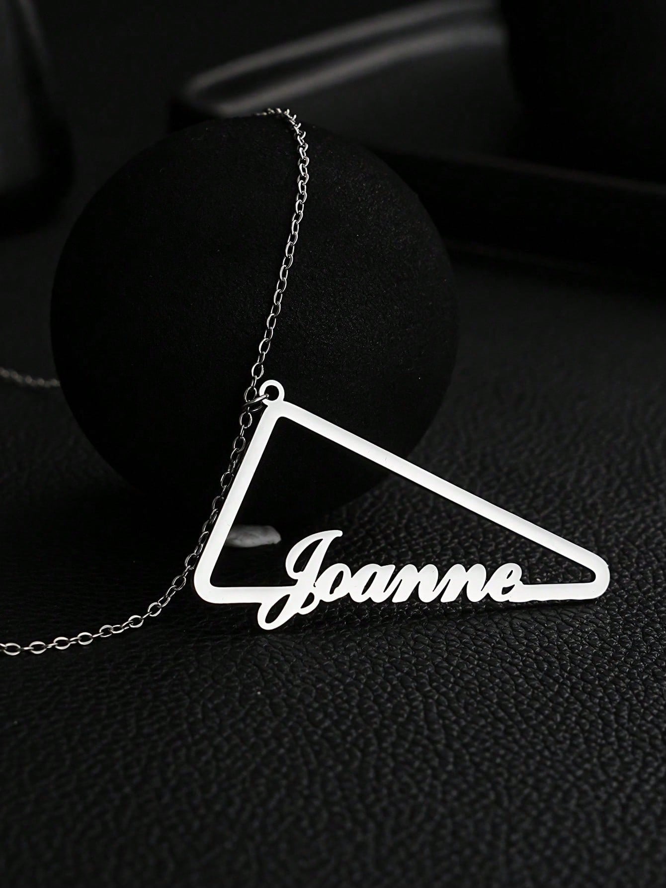 Minimalist Custom Triangle Nameplate Necklace Stainless Steel Geometric Letter Pendant