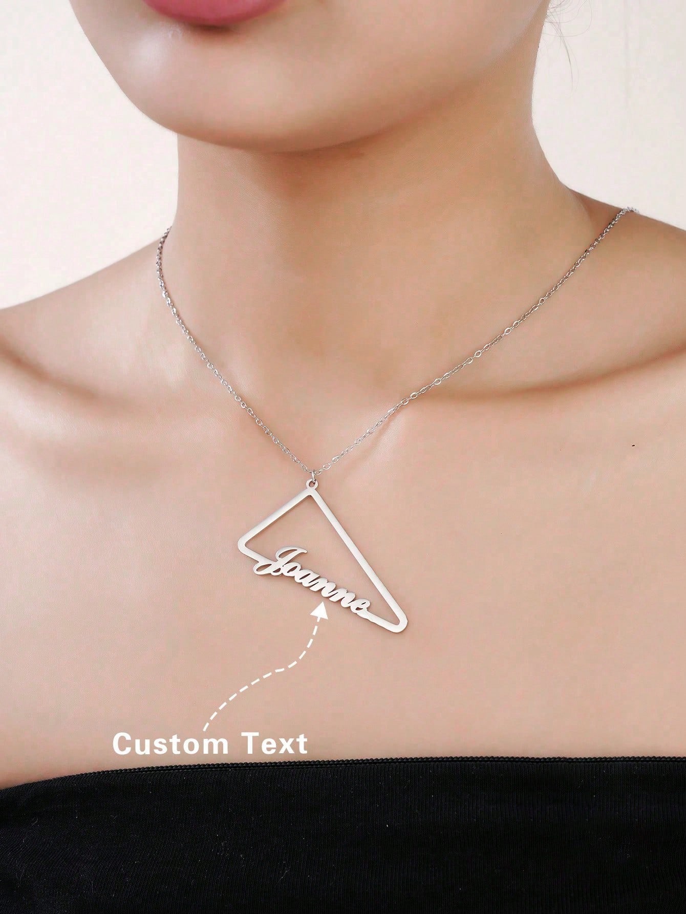Minimalist Custom Triangle Nameplate Necklace Stainless Steel Geometric Letter Pendant