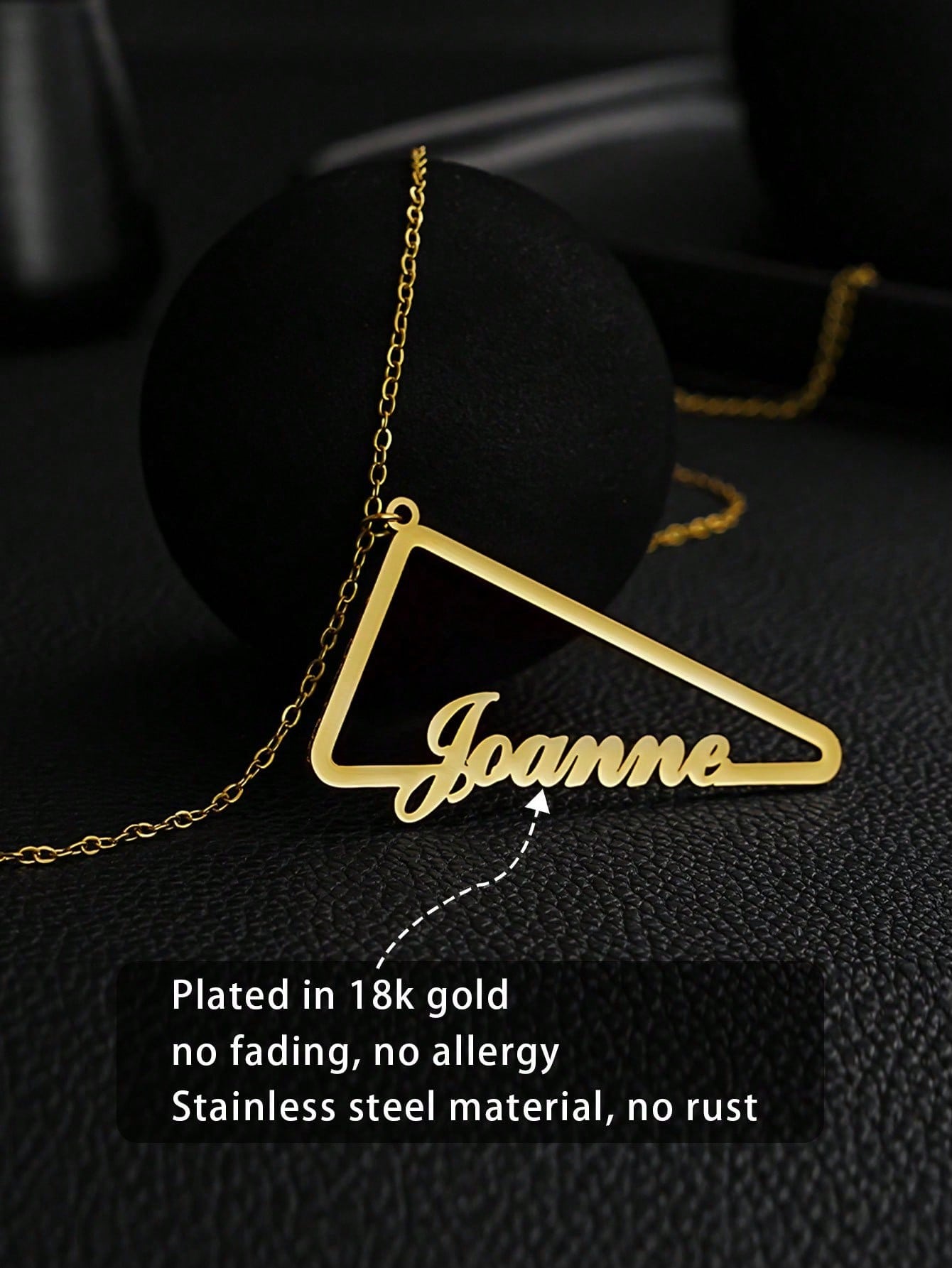 Minimalist Custom Triangle Nameplate Necklace Stainless Steel Geometric Letter Pendant