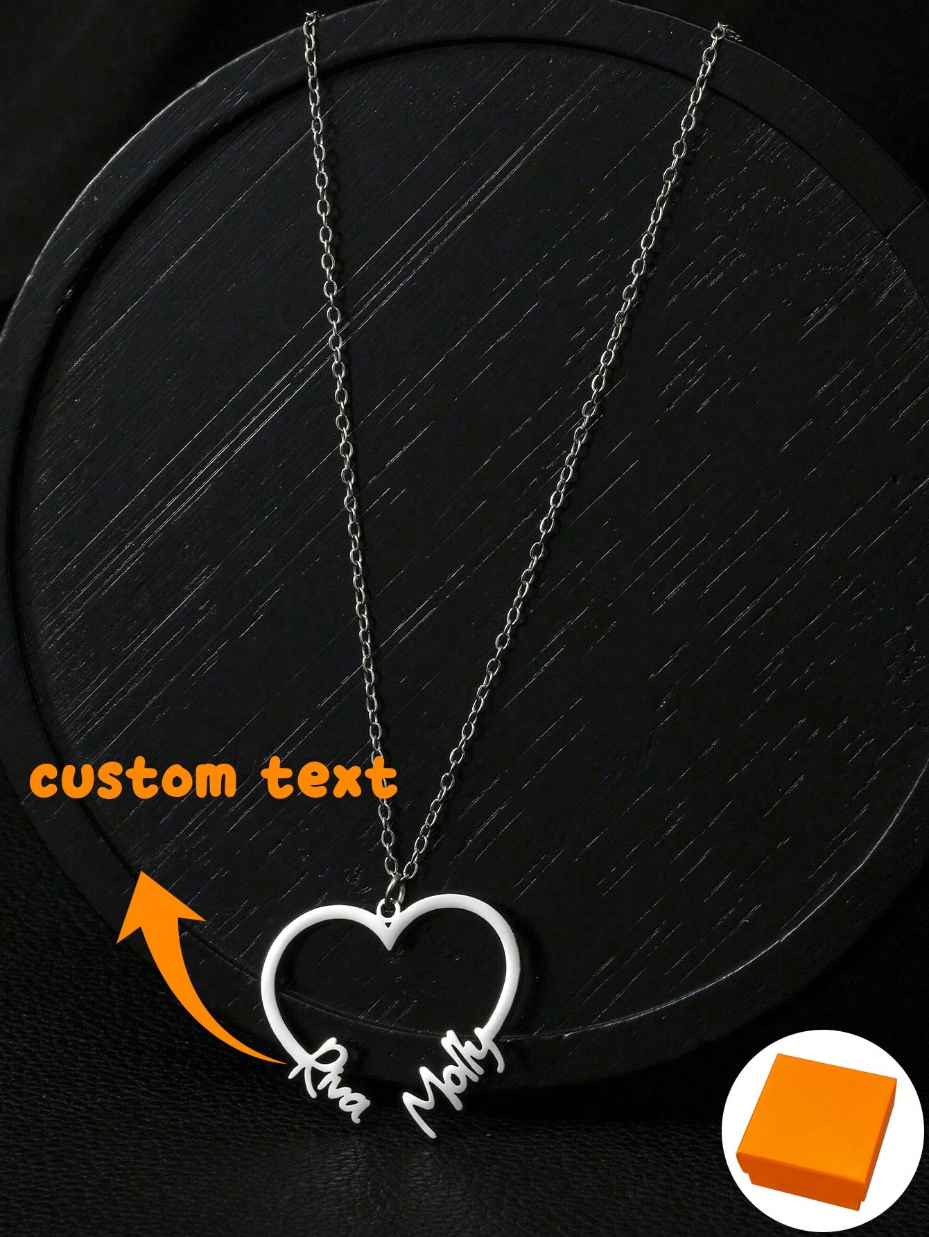 Luxury Gold Heart Angel Wing Personalized Custom Name Necklace for Women