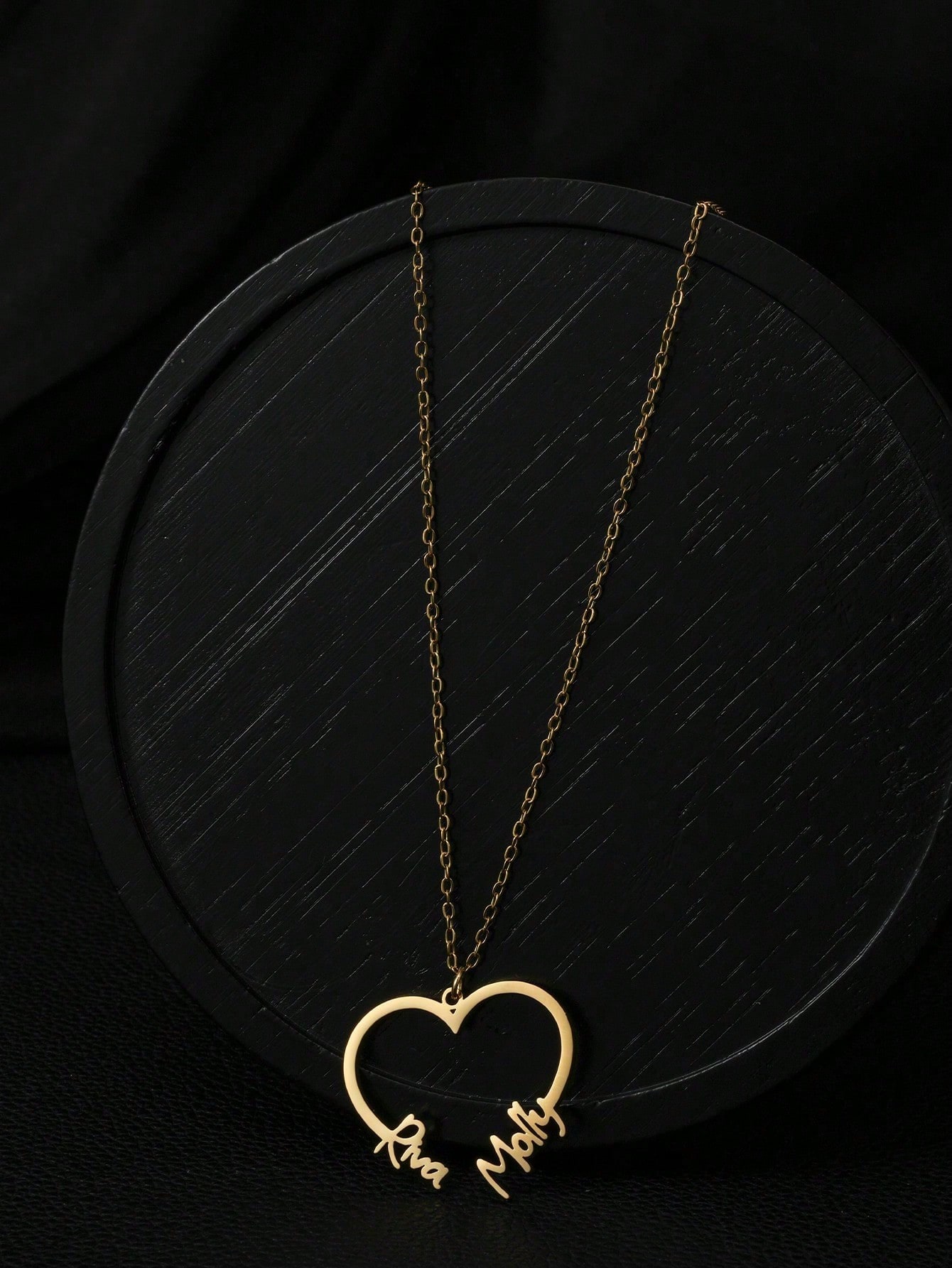 Luxury Gold Heart Angel Wing Personalized Custom Name Necklace for Women