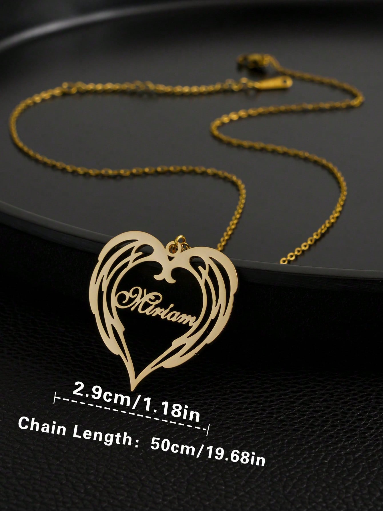 Stylish Minimalist Angel Wing Heart Personalized Letter Pendant Necklace