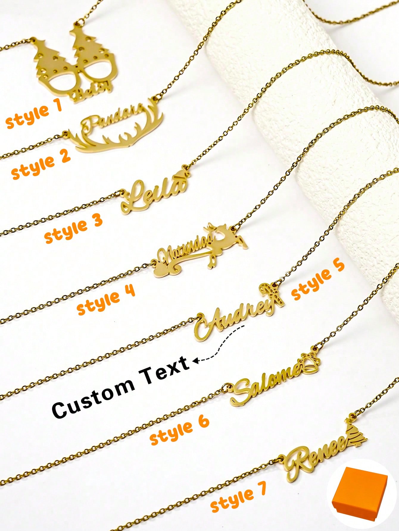 Personalized Christmas Necklace, Engravable Santa Hat Christmas Tree Stainless Steel Pendant