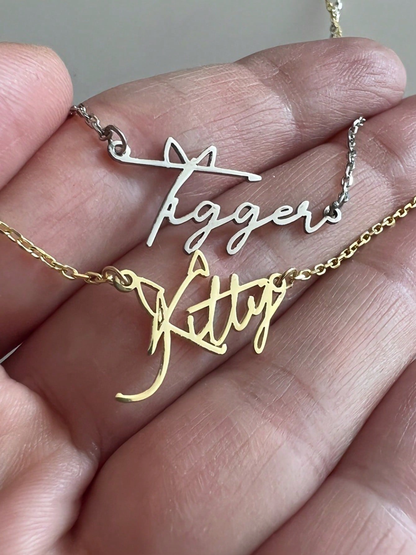 Custom Cute Name Necklace Fashion Stainless Steel Cat Ear Pendant Necklace for Women