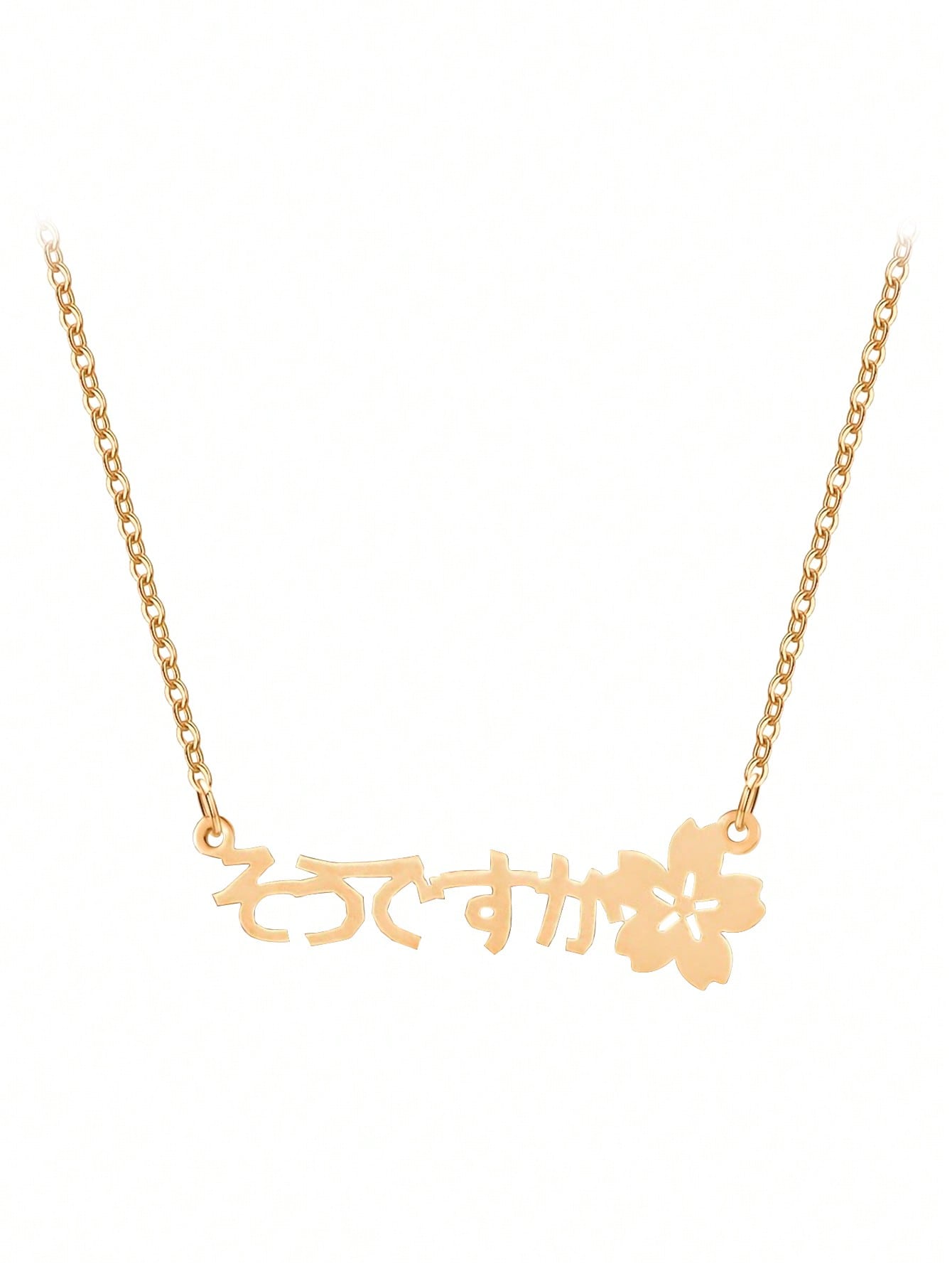 Custom Japanese Style Name Necklace Floral Chinese Character Stainless Steel Pendant