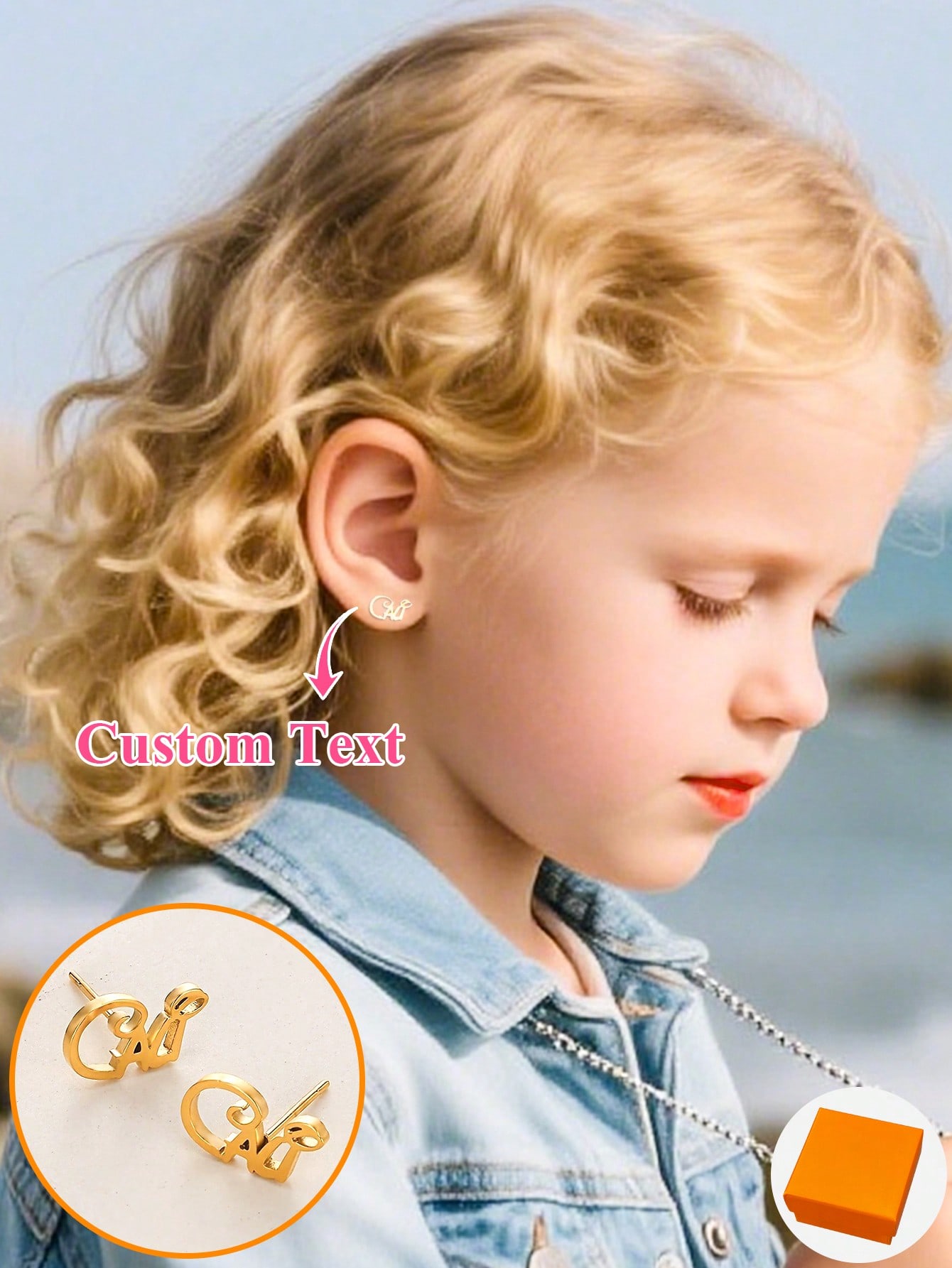 Custom Cute Name Stud Earrings, Personalized Cartoon Name Tag Stainless Steel Earrings