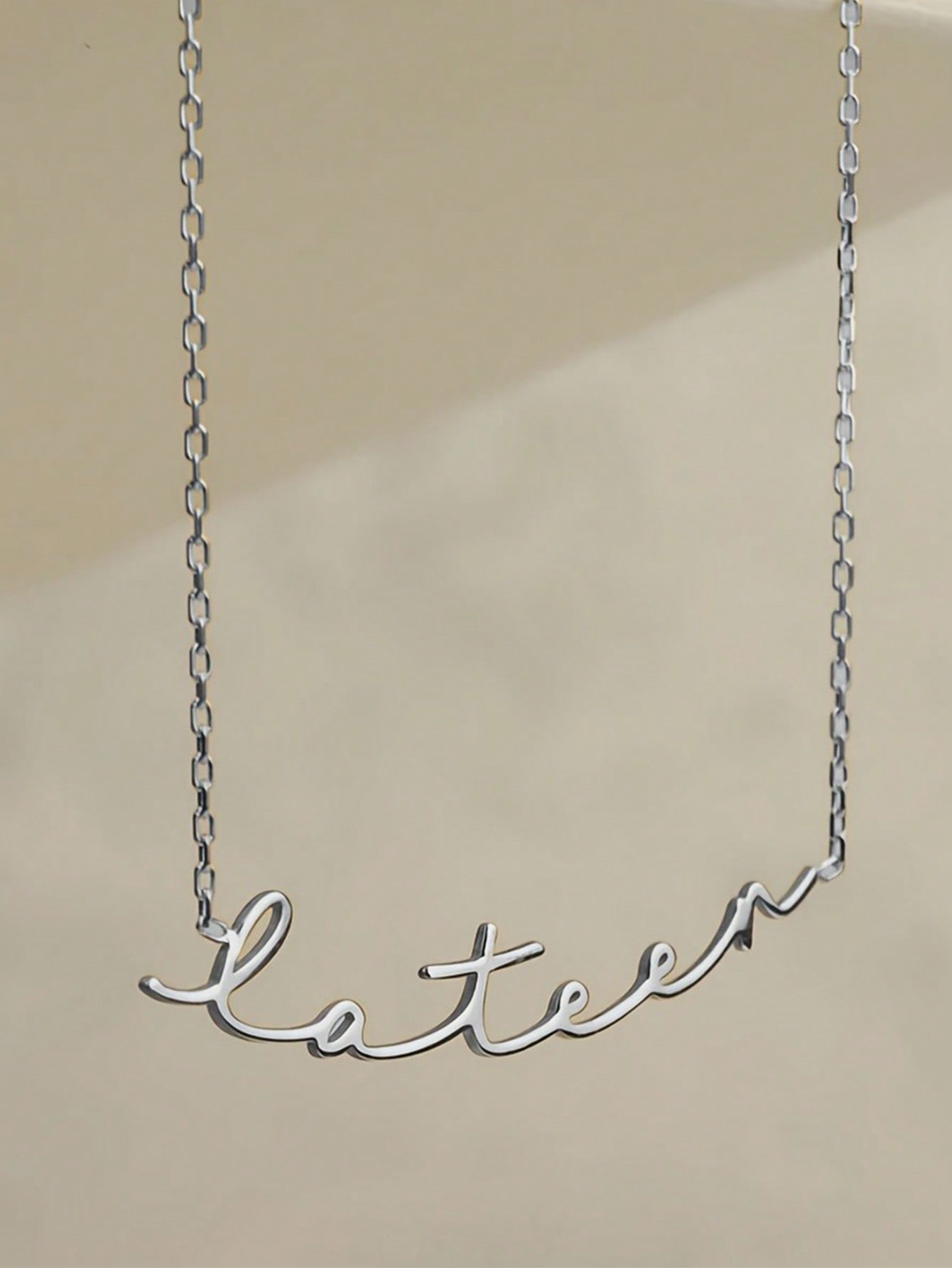 Personalized Curved Name Necklace, Stainless Steel Elegant Cursive Pendant for Women