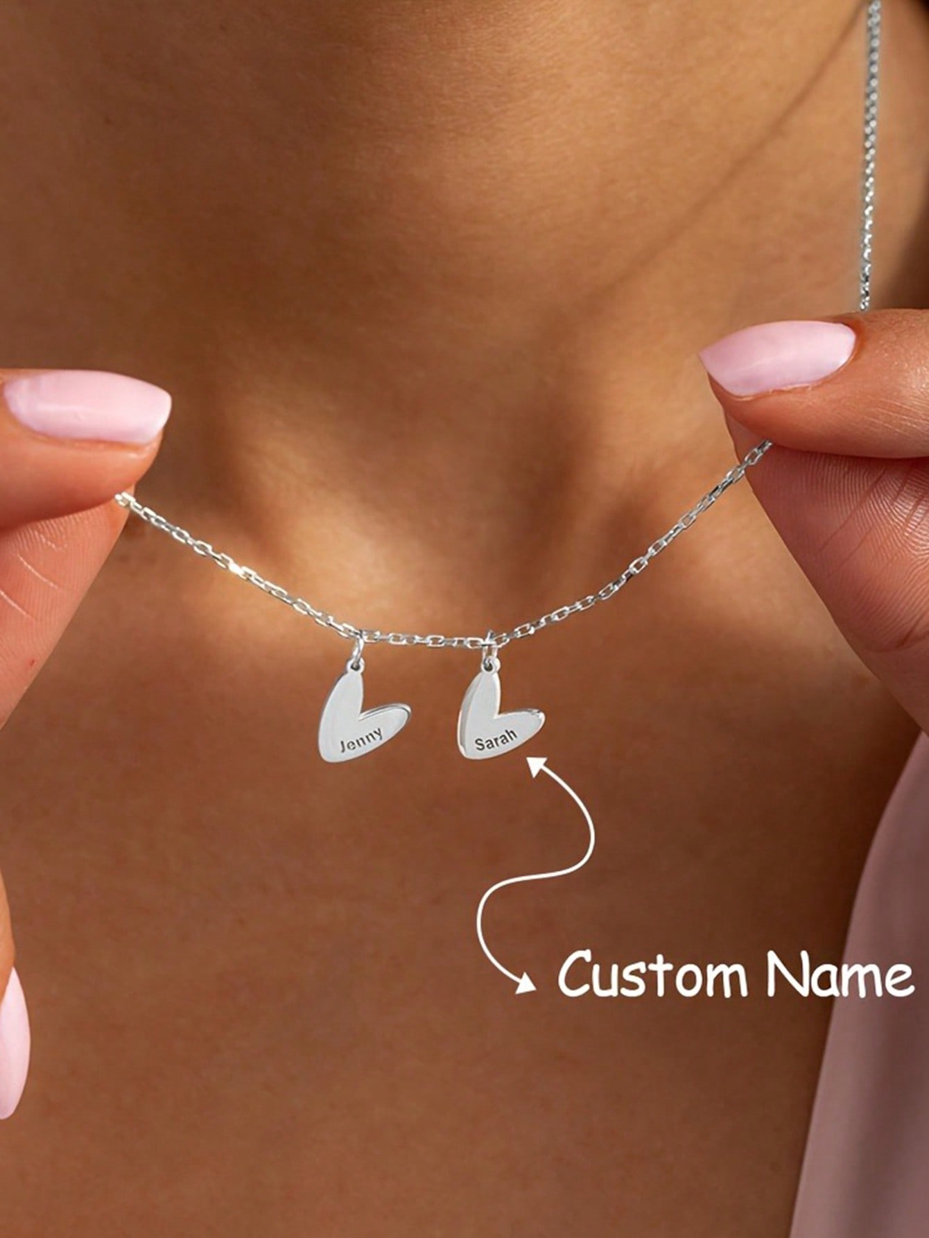 Custom 18K Gold Plated Heart Necklace, 304 Stainless Steel Pendant with 1-3 Engraved Letters for Women