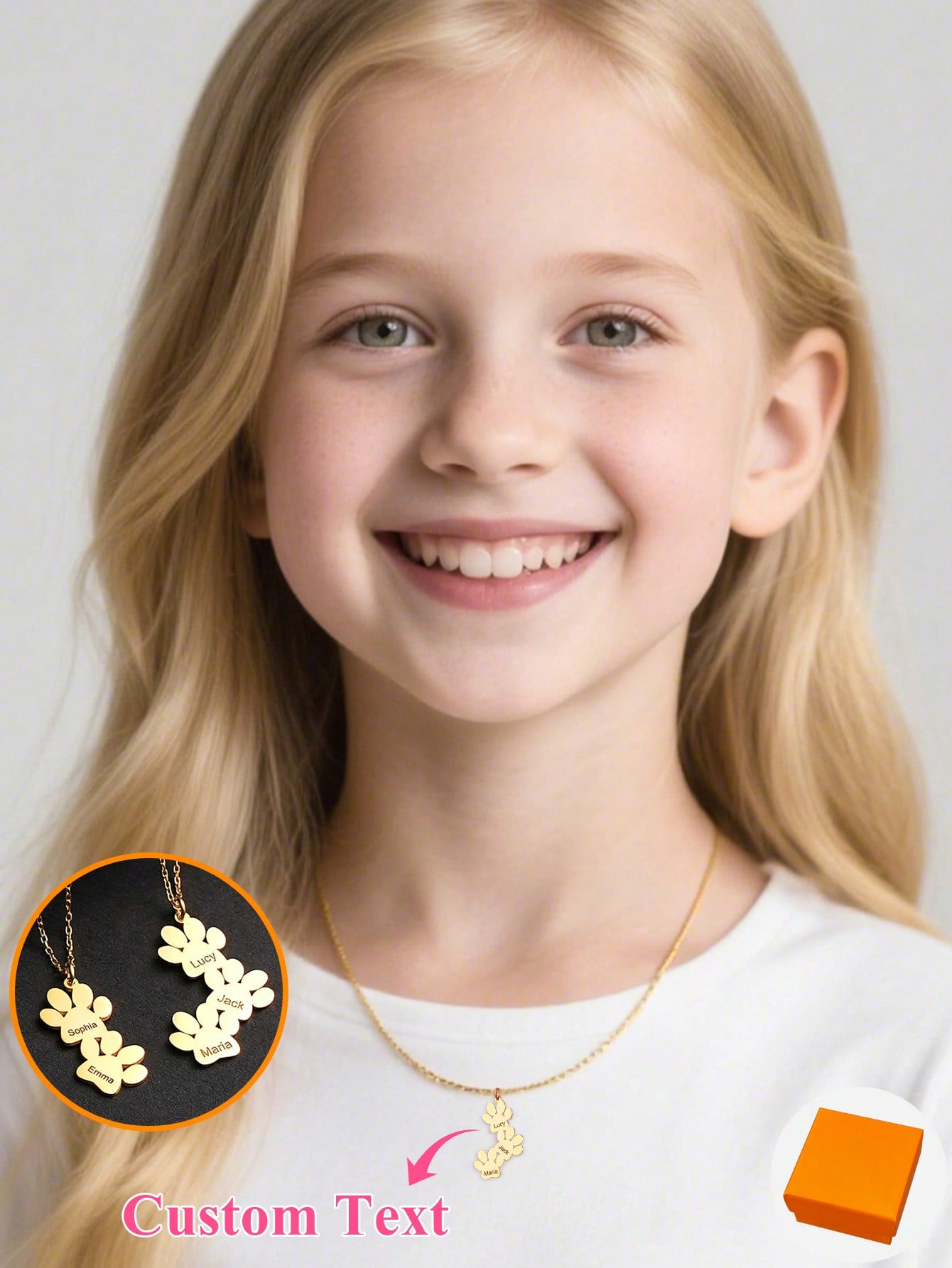 18K Gold Plated Cat Paw Necklace, Custom 1-3 Letters Engraved 304 Stainless Steel Pendant for Women