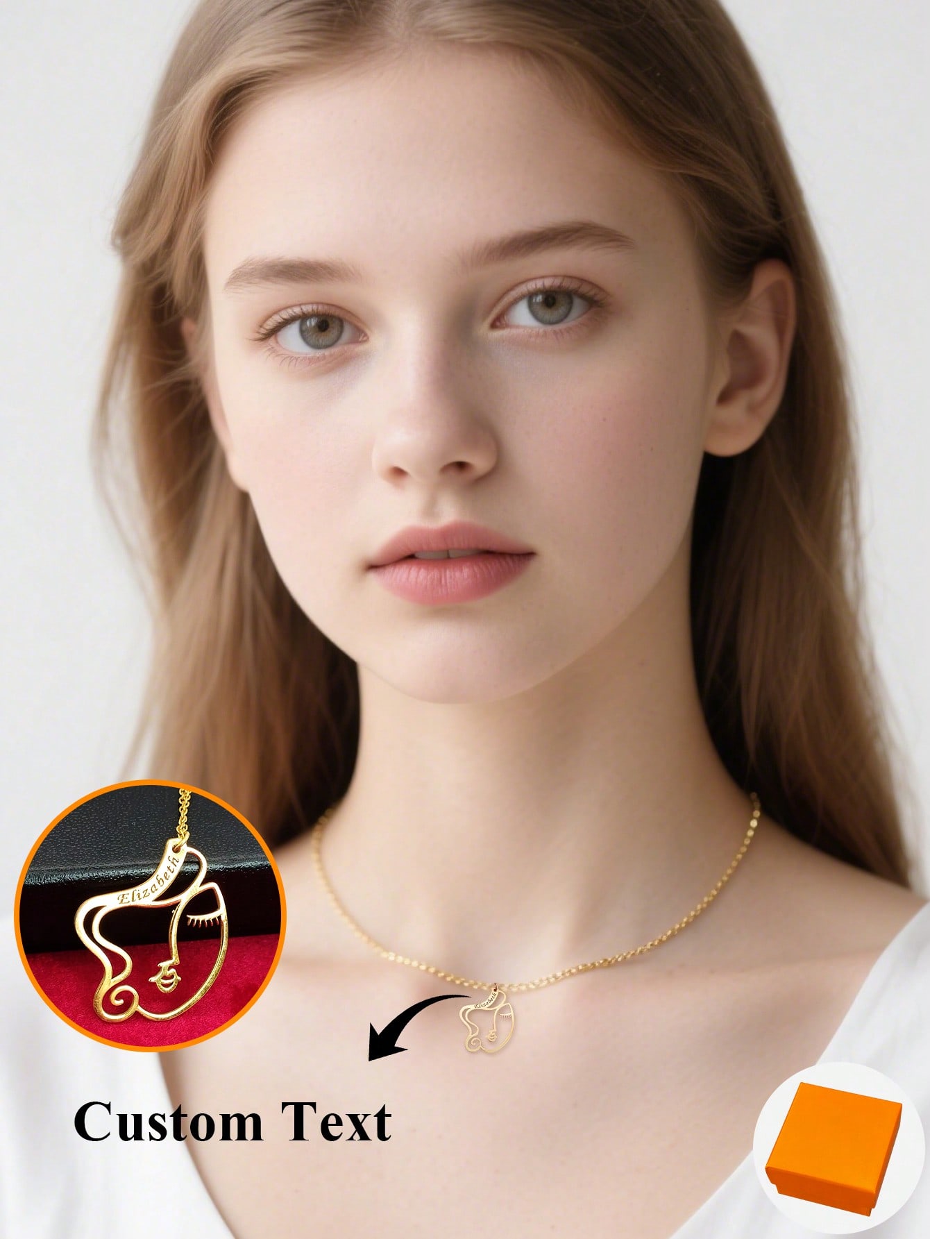 Personalized Name Necklace, Gold Letter Heart & Arrow Boho Minimalist Jewelry Gift for Women